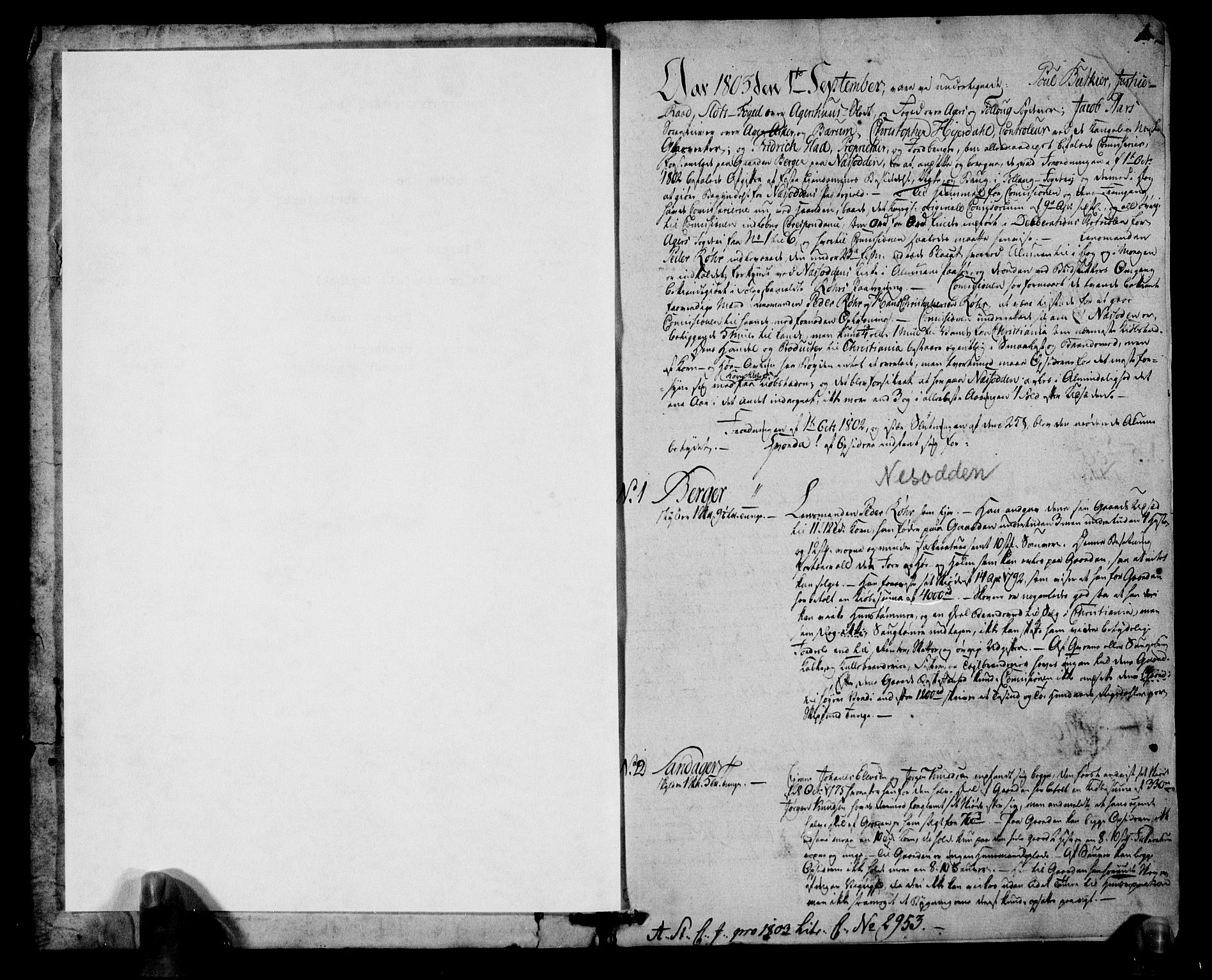 Rentekammeret inntil 1814, Realistisk ordnet avdeling, AV/RA-EA-4070/N/Ne/Nea/L0013: Follo fogderi. Deliberasjonsprotokoll, 1803, p. 2