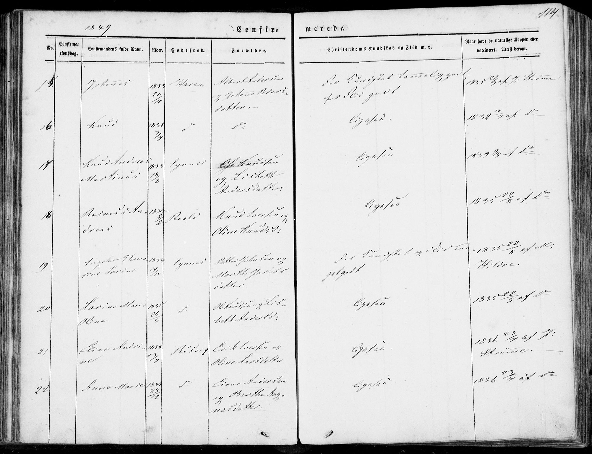 Ministerialprotokoller, klokkerbøker og fødselsregistre - Møre og Romsdal, AV/SAT-A-1454/536/L0497: Parish register (official) no. 536A06, 1845-1865, p. 114