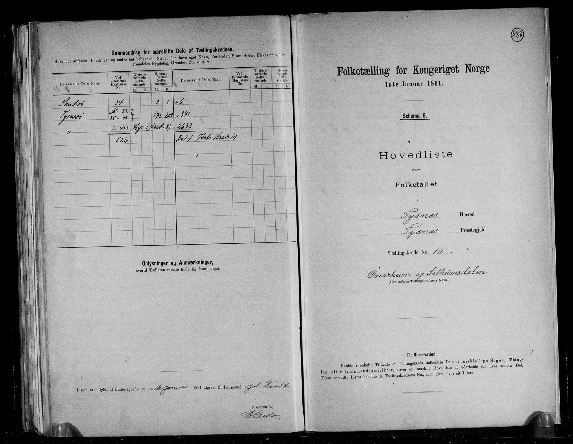 RA, 1891 census for 1223 Tysnes, 1891, p. 26