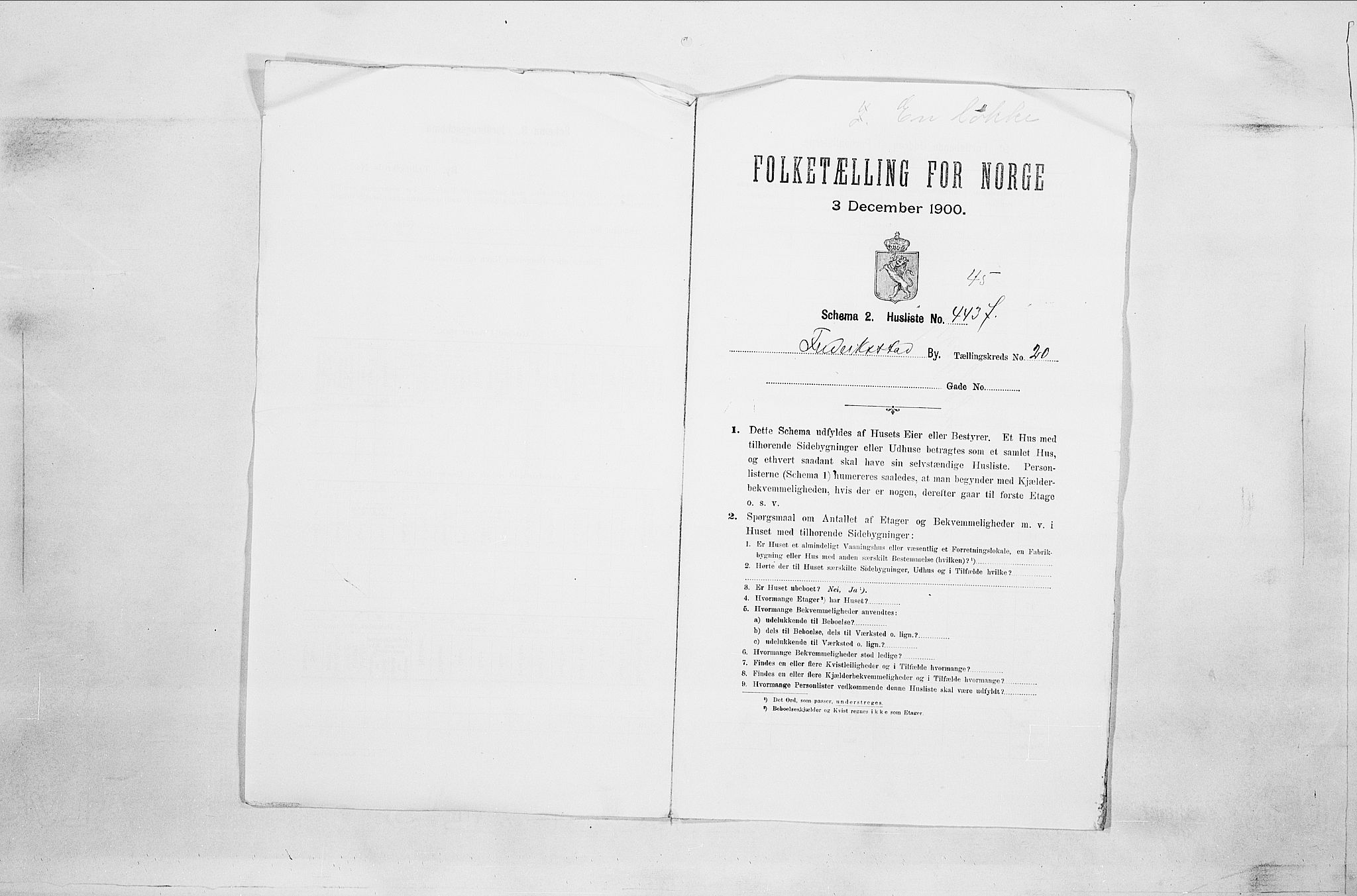 SAO, 1900 census for Fredrikstad, 1900