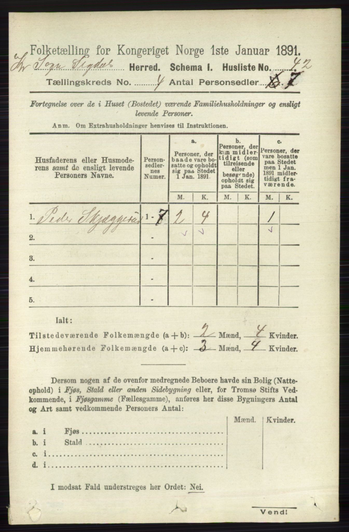 RA, 1891 census for 0621 Sigdal, 1891, p. 5993