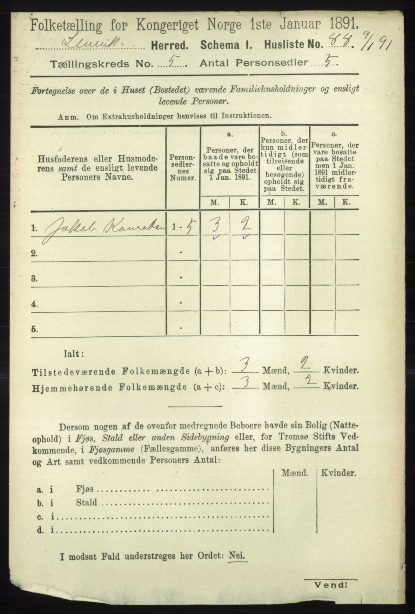 RA, 1891 census for 1931 Lenvik, 1891, p. 2547