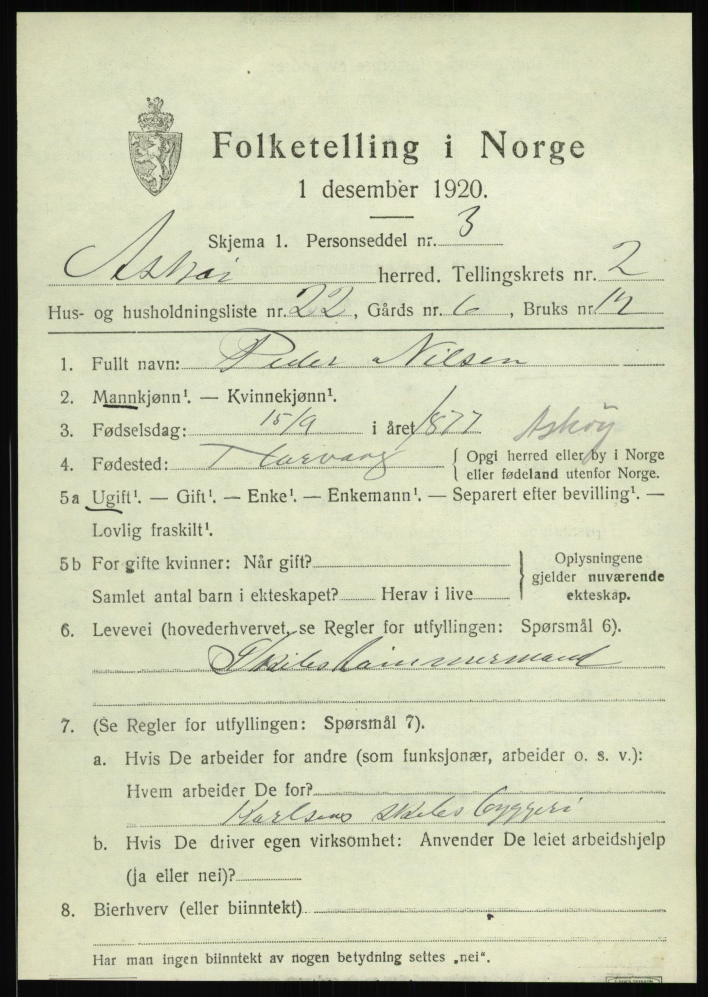 SAB, 1920 census for Askøy, 1920, p. 4788
