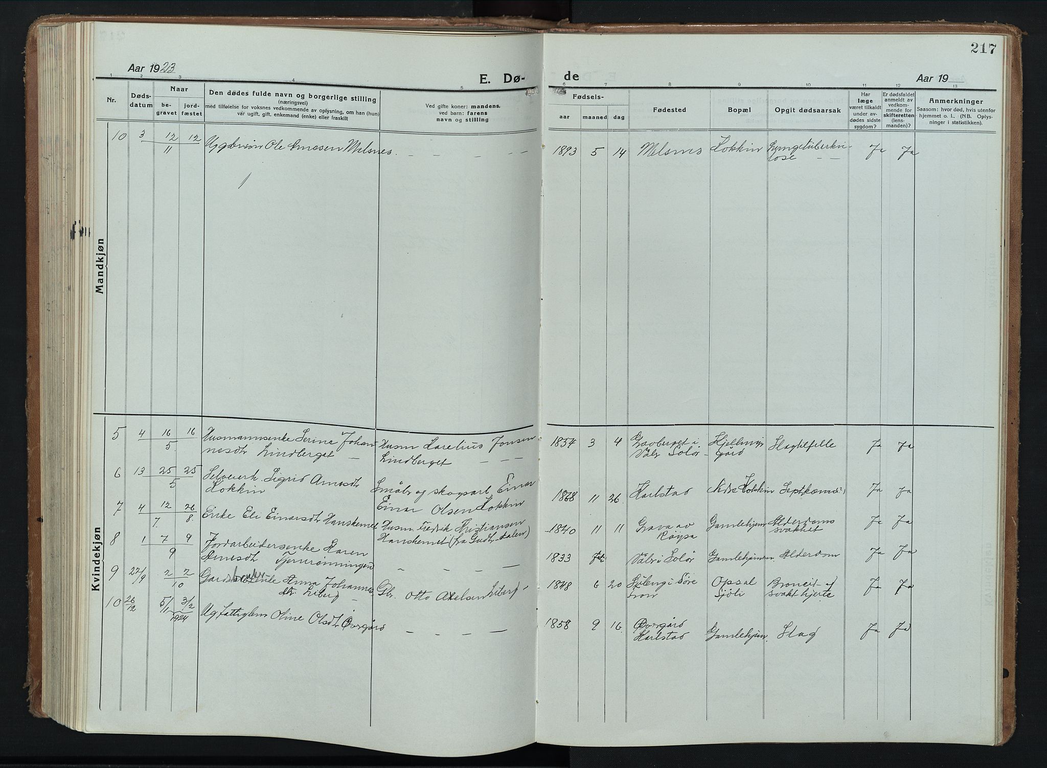 Åsnes prestekontor, AV/SAH-PREST-042/H/Ha/Hab/L0012: Parish register (copy) no. 12, 1921-1942, p. 217