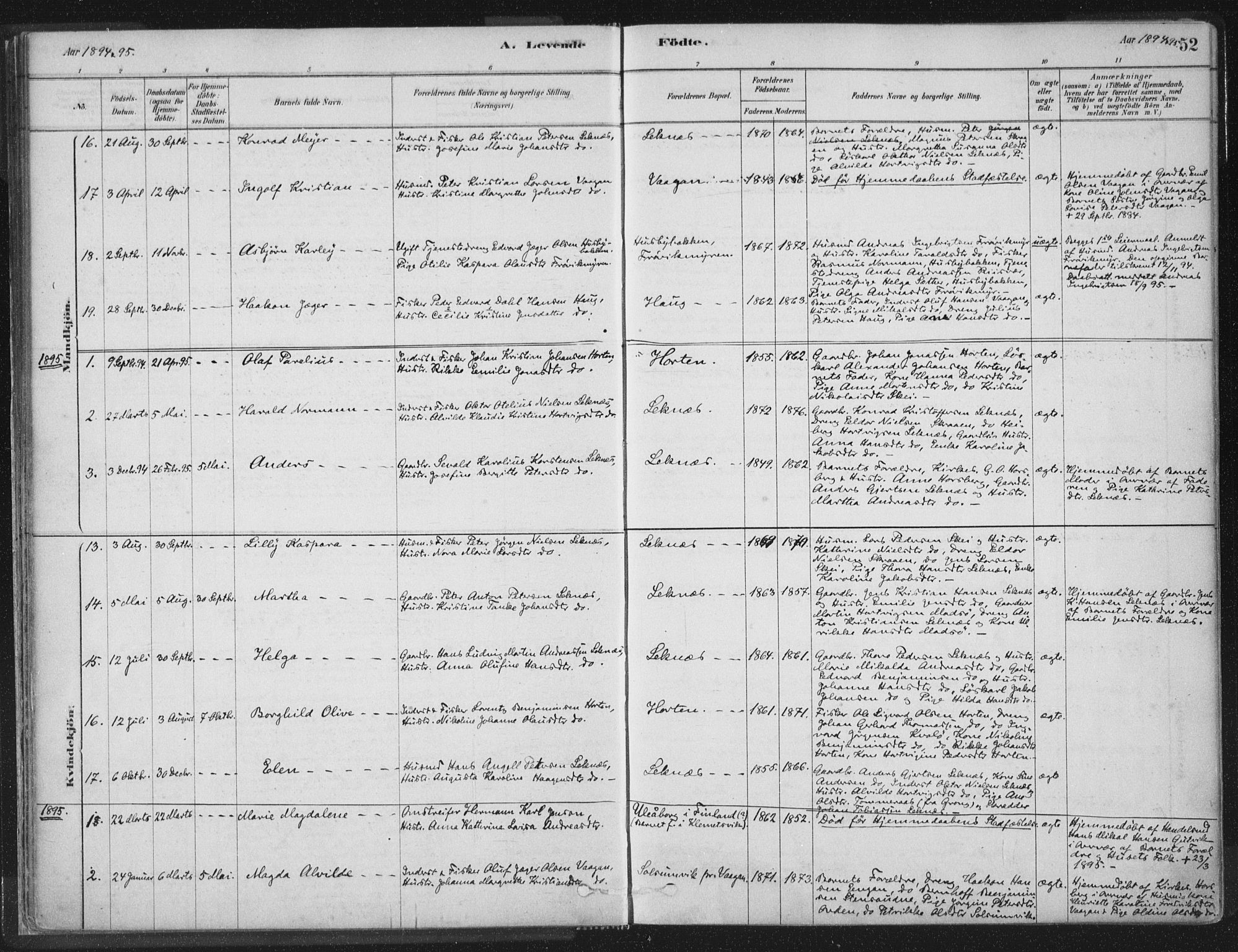 Ministerialprotokoller, klokkerbøker og fødselsregistre - Nord-Trøndelag, SAT/A-1458/788/L0697: Parish register (official) no. 788A04, 1878-1902, p. 52