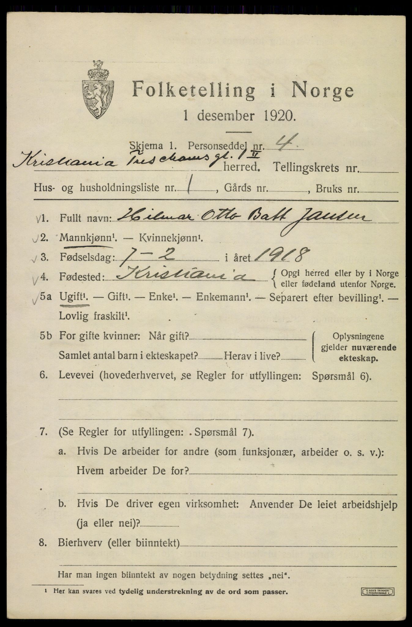 SAO, 1920 census for Kristiania, 1920, p. 596927