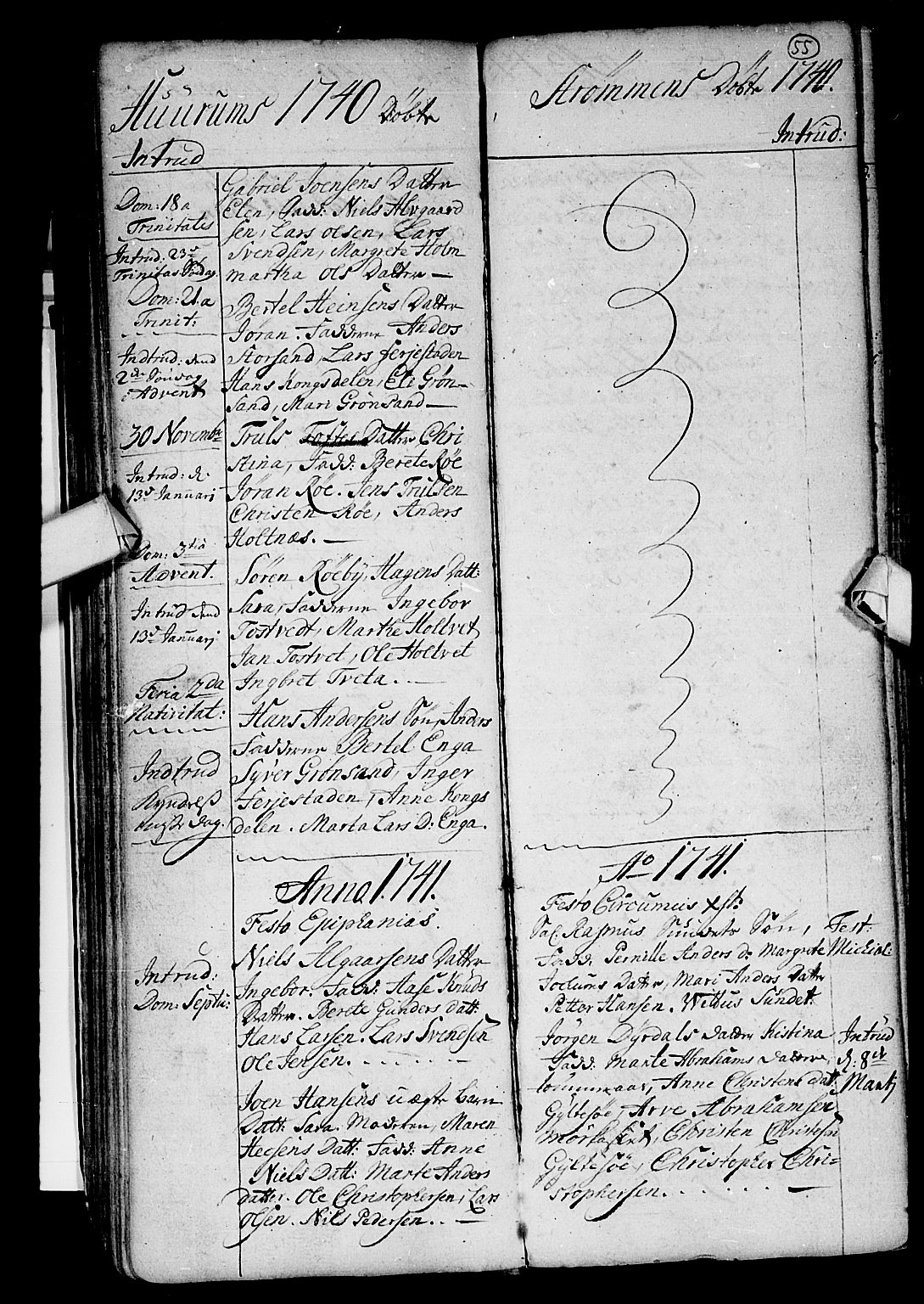 Hurum kirkebøker, SAKO/A-229/F/Fa/L0002: Parish register (official) no. 2, 1733-1757, p. 55