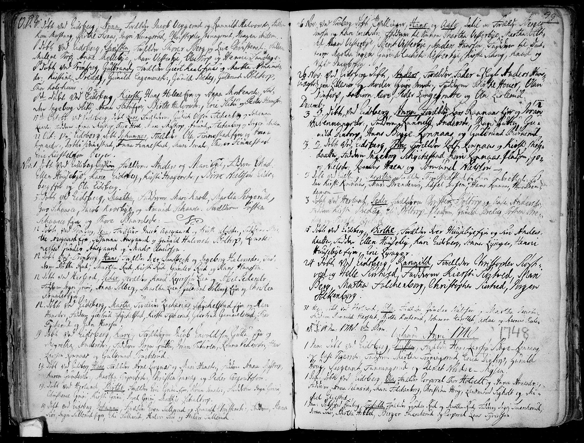 Eidsberg prestekontor Kirkebøker, AV/SAO-A-10905/F/Fa/L0003: Parish register (official) no.  I 3, 1742-1758, p. 98-99