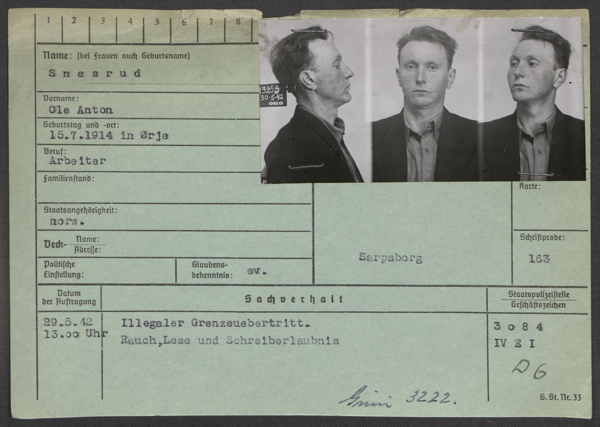 Befehlshaber der Sicherheitspolizei und des SD, AV/RA-RAFA-5969/E/Ea/Eaa/L0009: Register over norske fanger i Møllergata 19: Ru-Sy, 1940-1945, p. 952