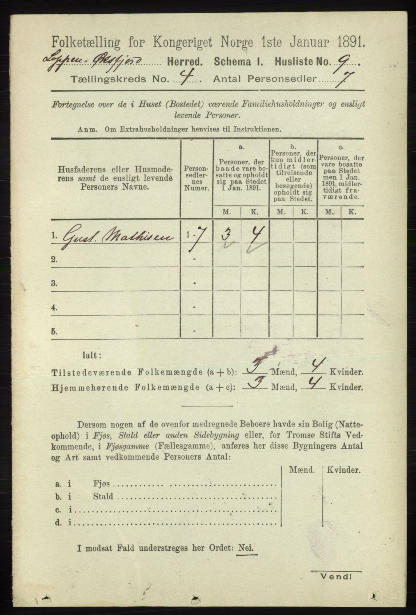 RA, 1891 census for 2014 Loppa, 1891, p. 825