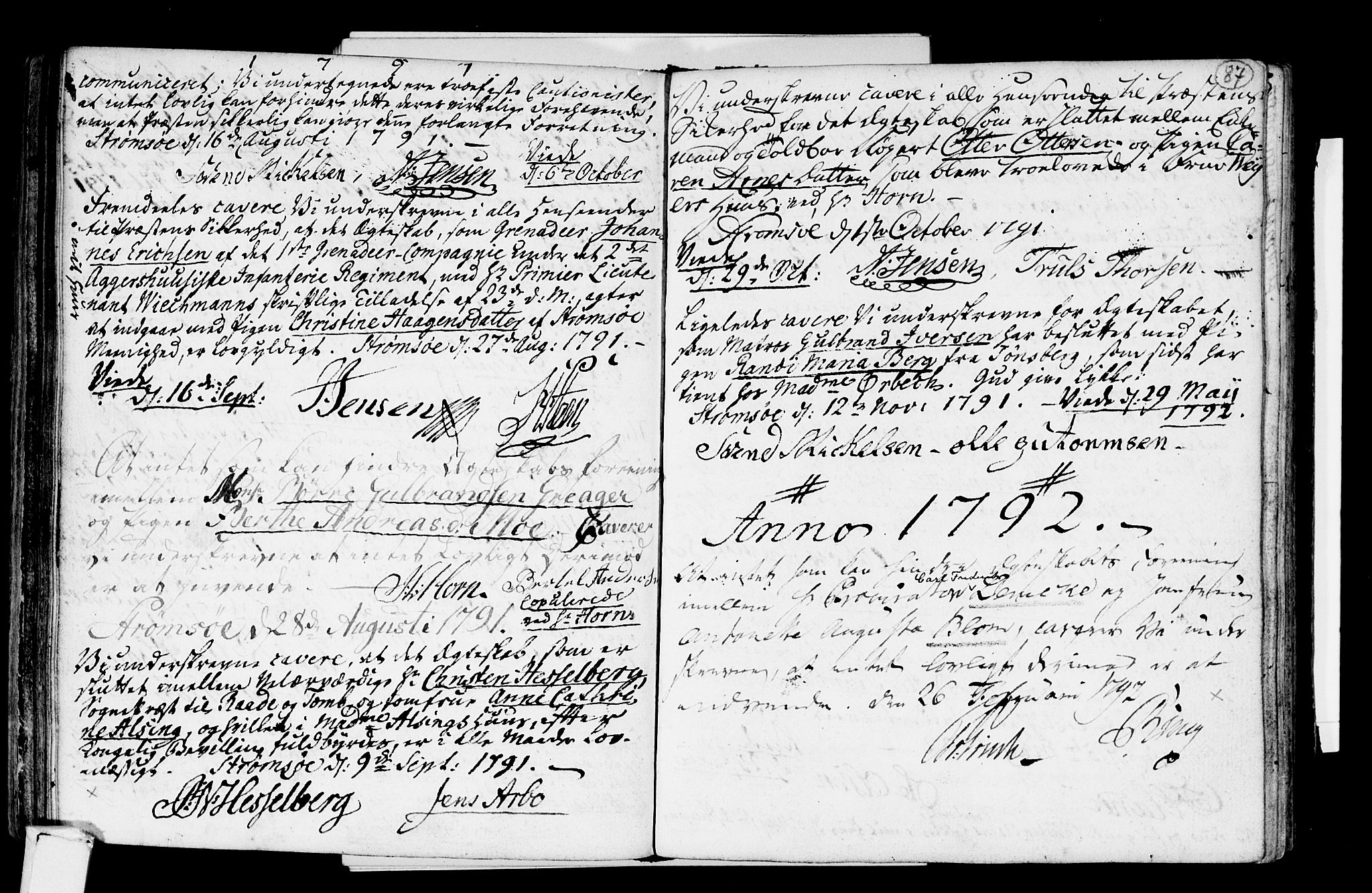 Strømsø kirkebøker, SAKO/A-246/H/Hb/L0001: Best man's statements no. 1, 1752-1815, p. 87