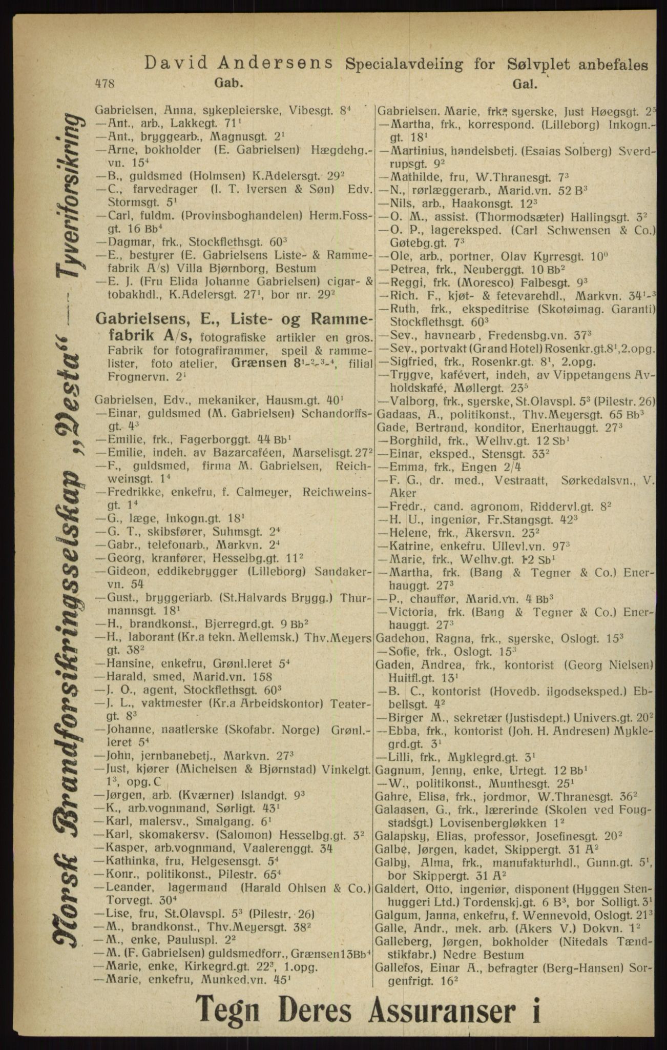 Kristiania/Oslo adressebok, PUBL/-, 1916, p. 478