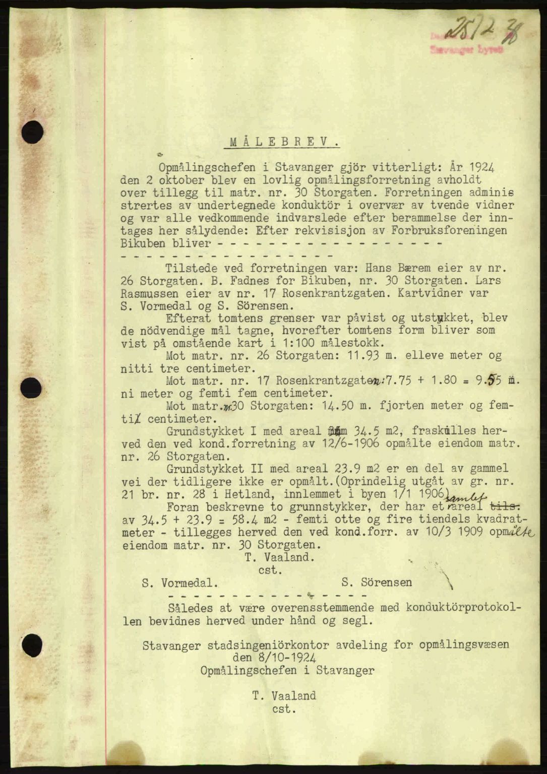 Stavanger byrett, SAST/A-100455/002/G/Gb/L0014: Mortgage book no. A4, 1938-1939, Diary no: : 2572/1938