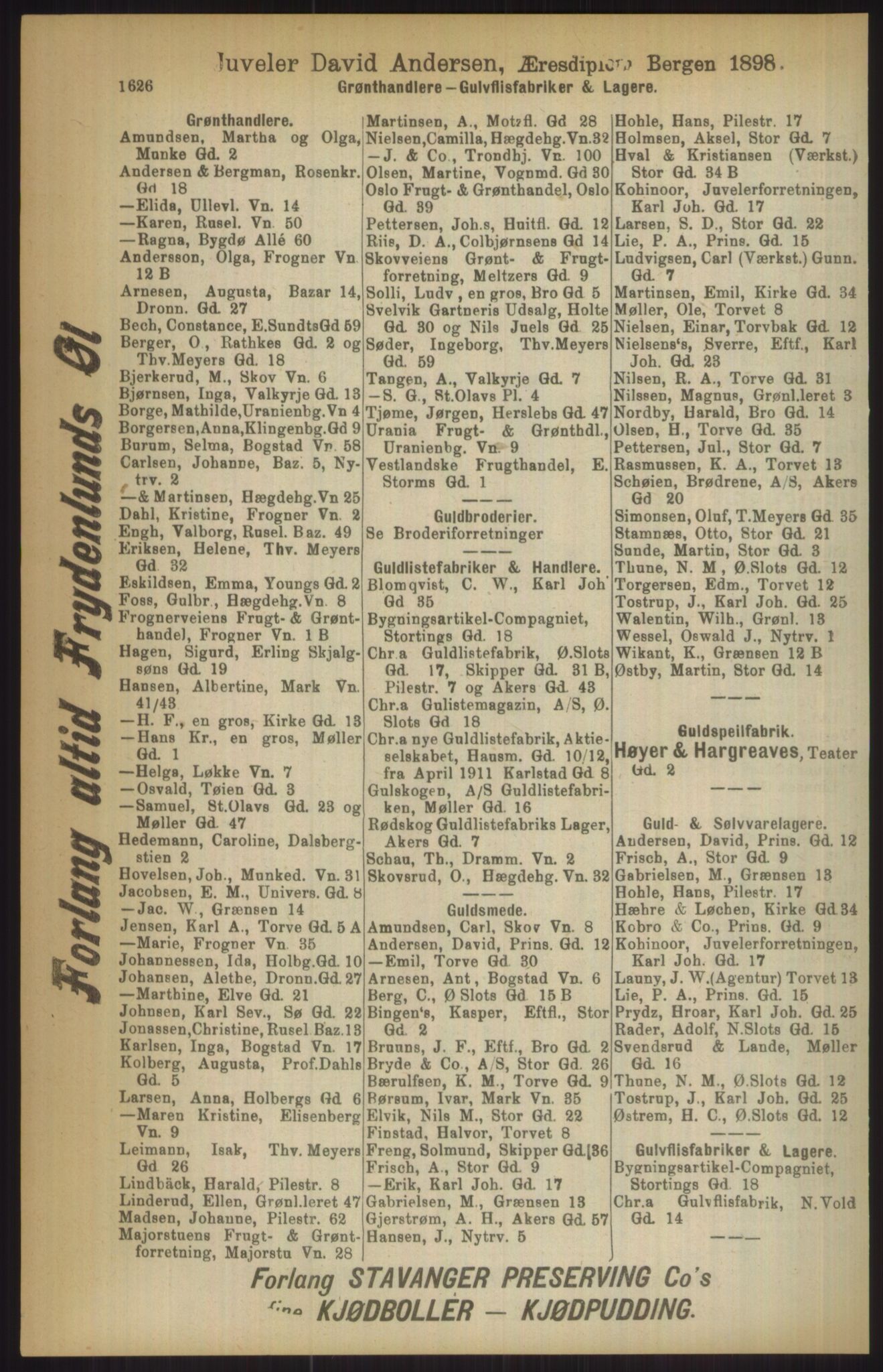 Kristiania/Oslo adressebok, PUBL/-, 1911, p. 1626