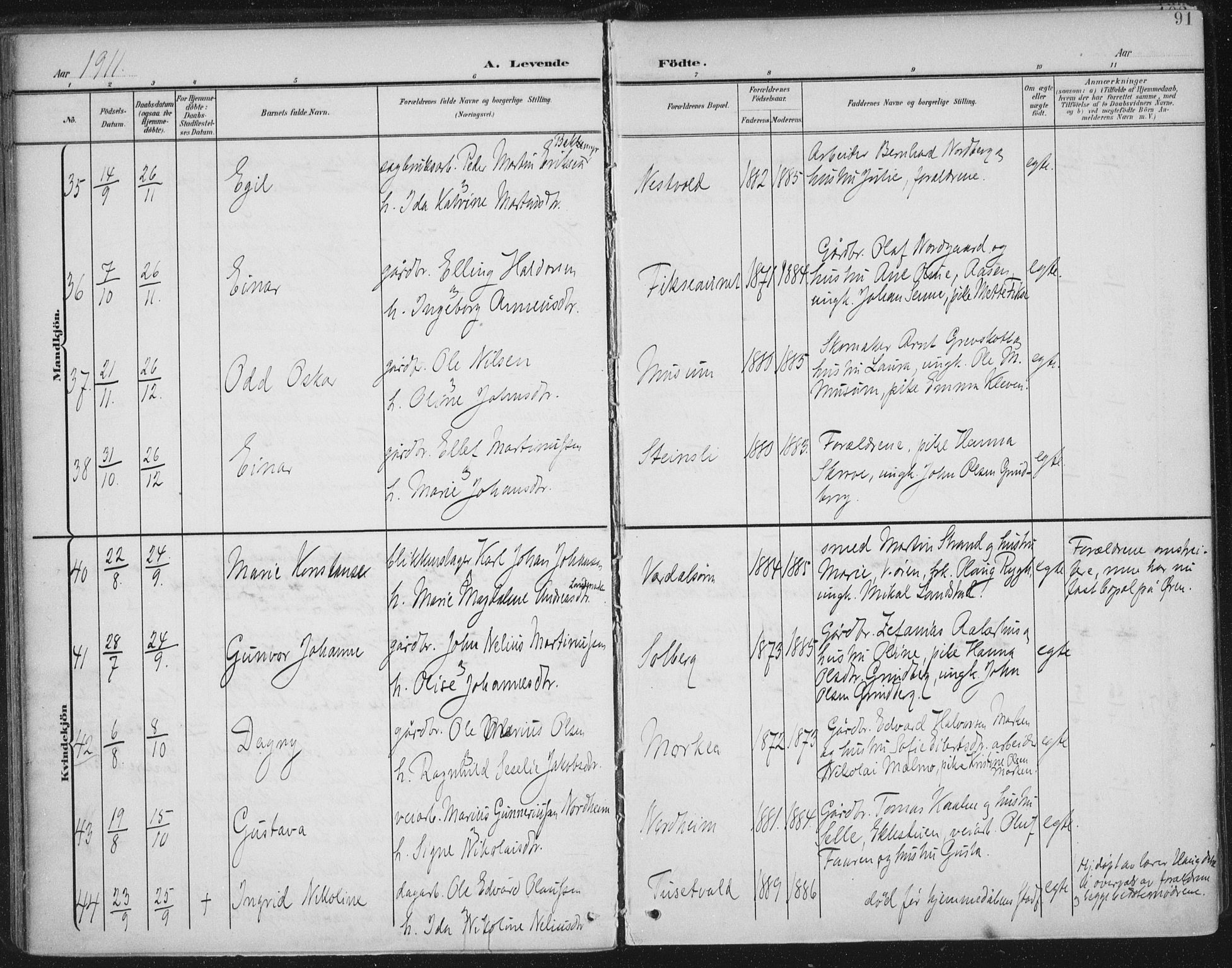 Ministerialprotokoller, klokkerbøker og fødselsregistre - Nord-Trøndelag, AV/SAT-A-1458/723/L0246: Parish register (official) no. 723A15, 1900-1917, p. 91