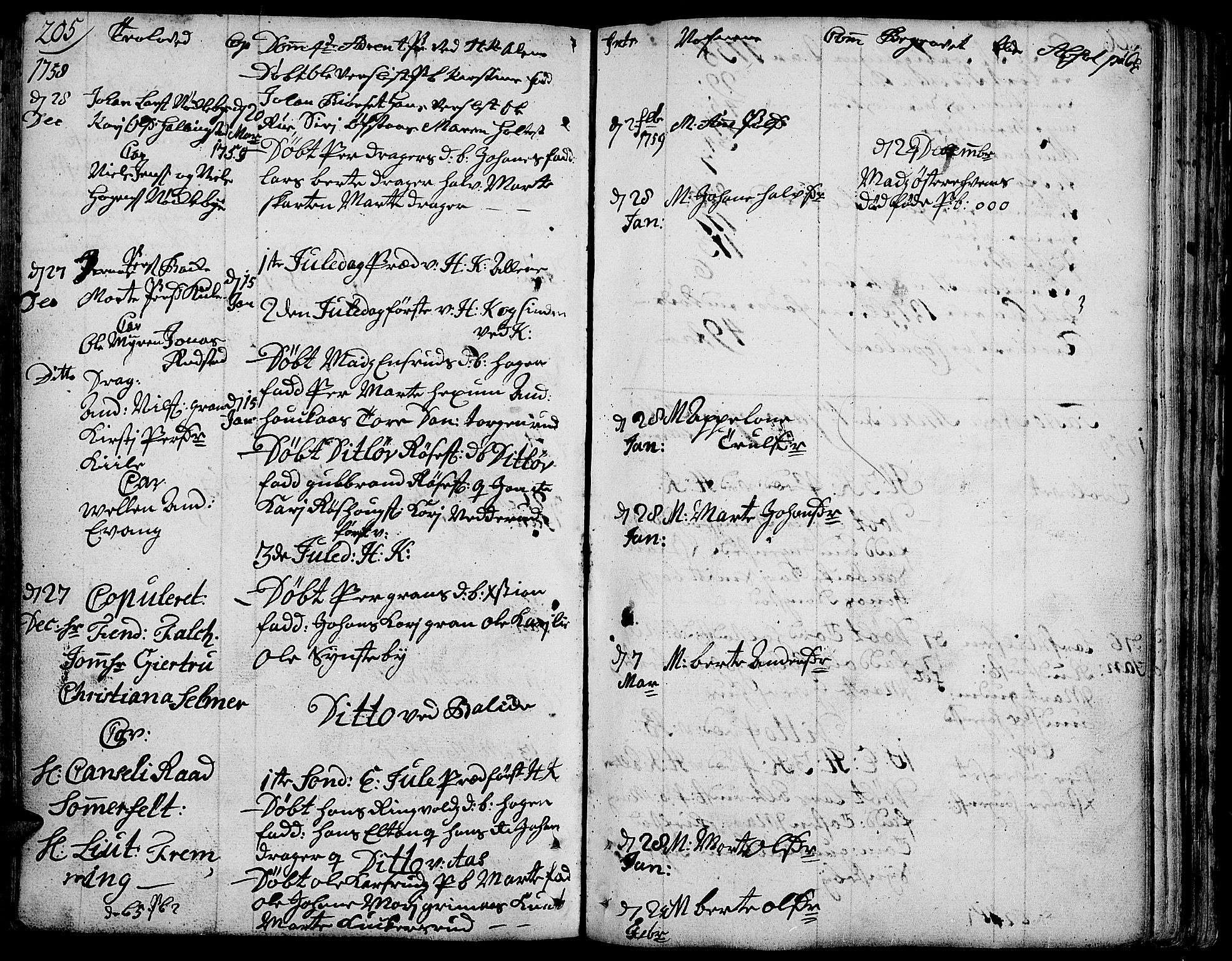Toten prestekontor, SAH/PREST-102/H/Ha/Haa/L0004: Parish register (official) no. 4, 1751-1761, p. 205