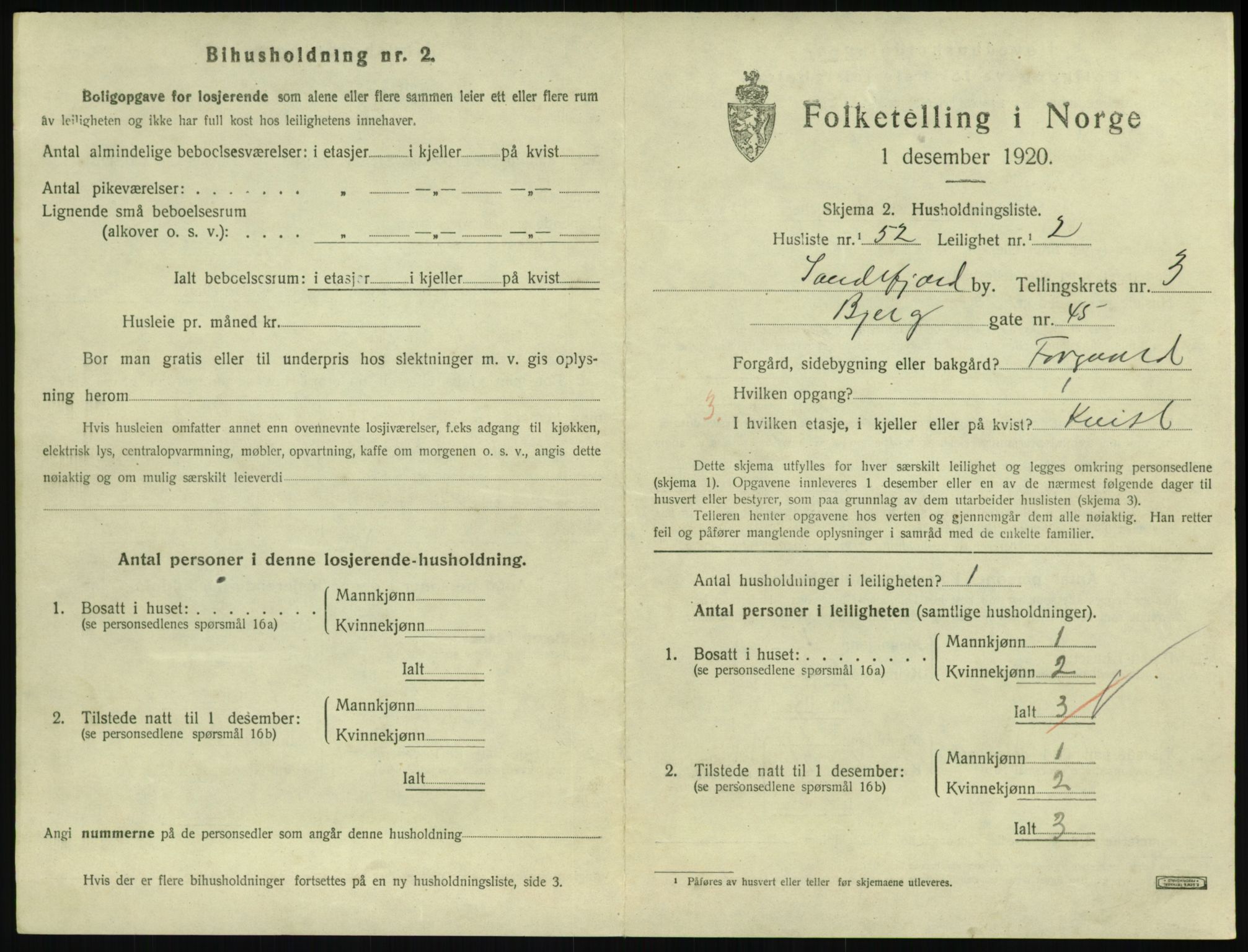 SAKO, 1920 census for Sandefjord, 1920, p. 2076