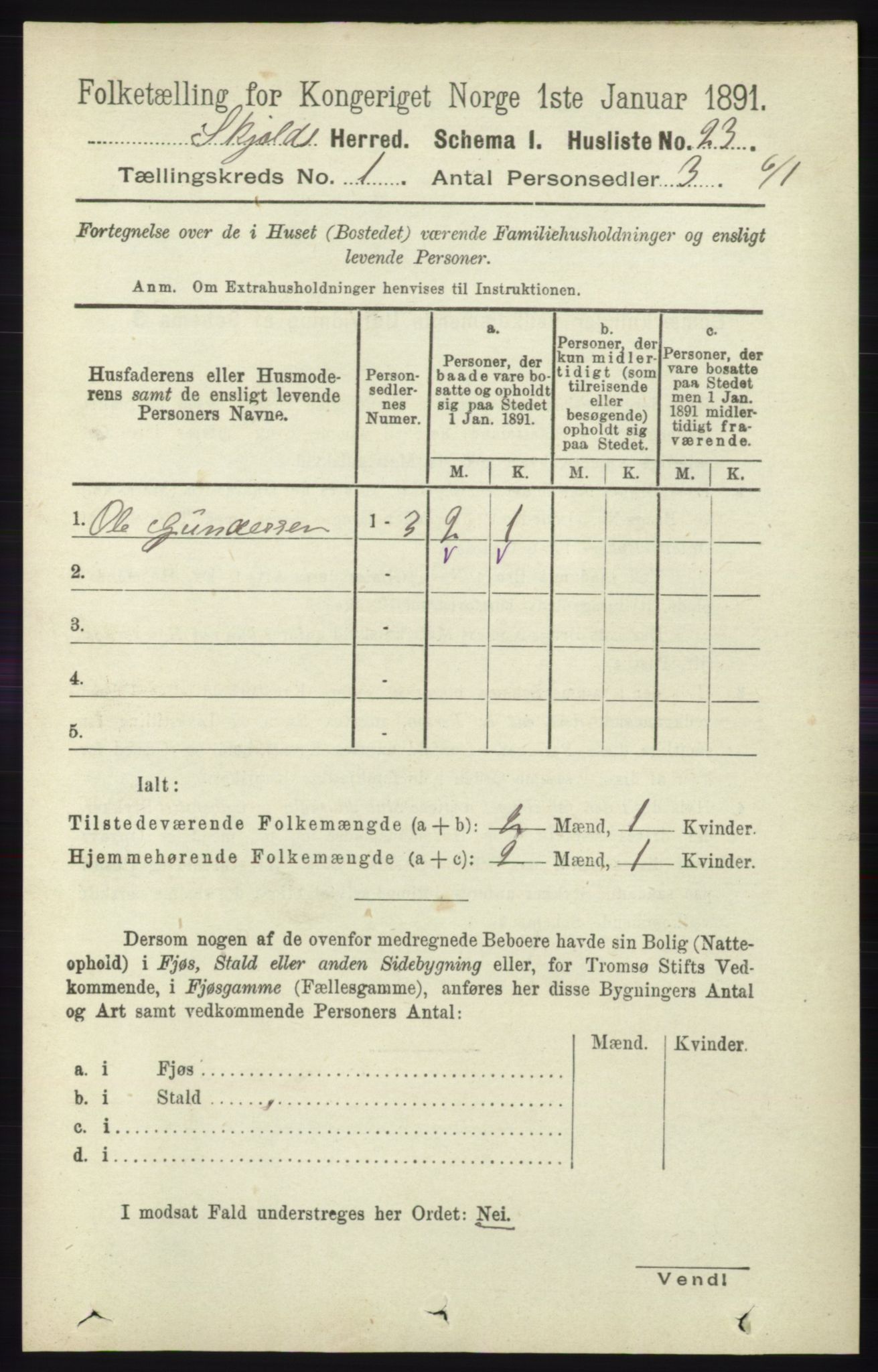 RA, 1891 census for 1154 Skjold, 1891, p. 57