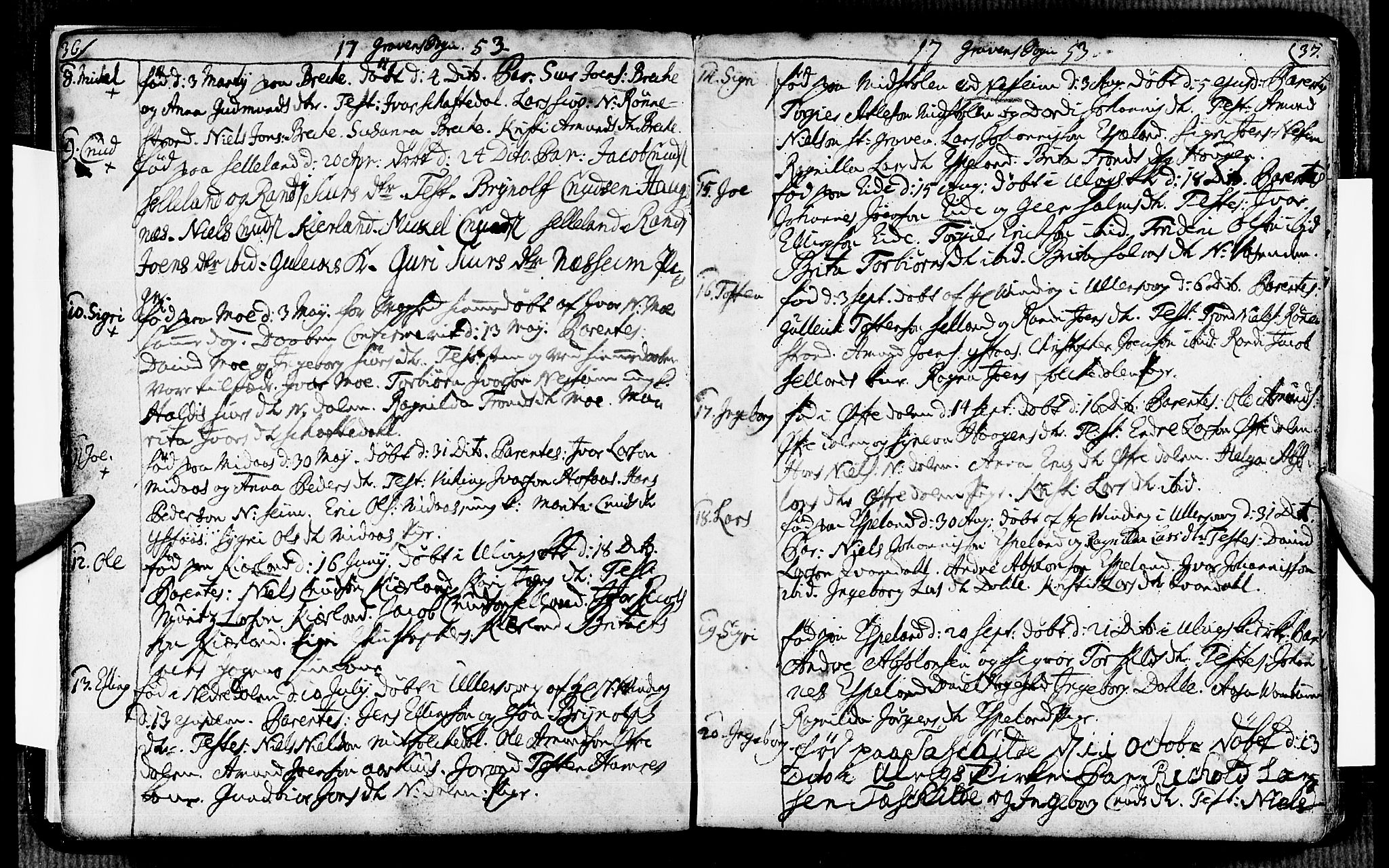 Ulvik sokneprestembete, SAB/A-78801/H/Haa: Parish register (official) no. A 6, 1743-1761, p. 36-37