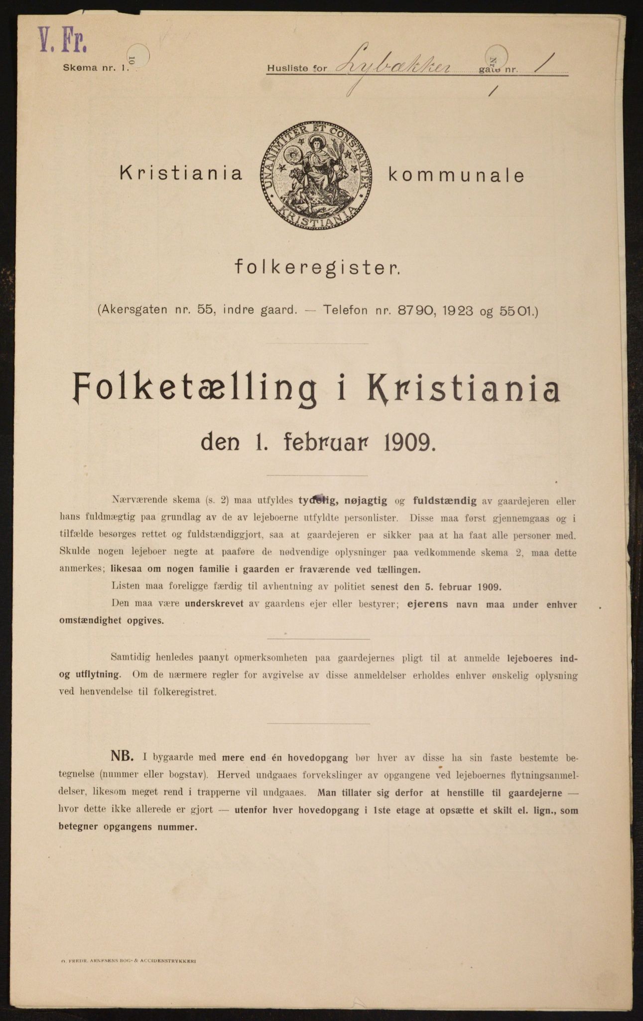 OBA, Municipal Census 1909 for Kristiania, 1909, p. 53121