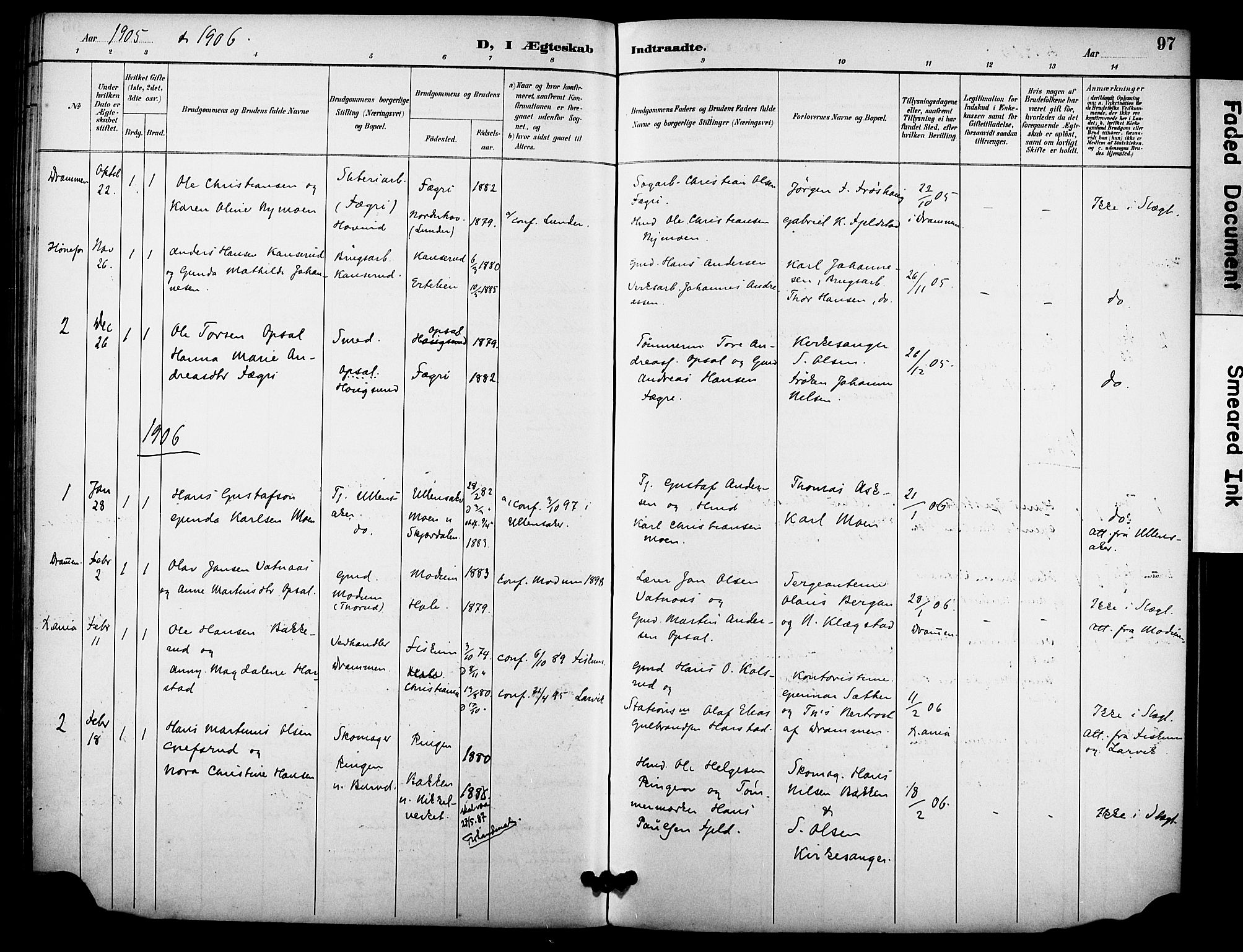 Hole kirkebøker, AV/SAKO-A-228/F/Fb/L0002: Parish register (official) no. II 2, 1892-1906, p. 97