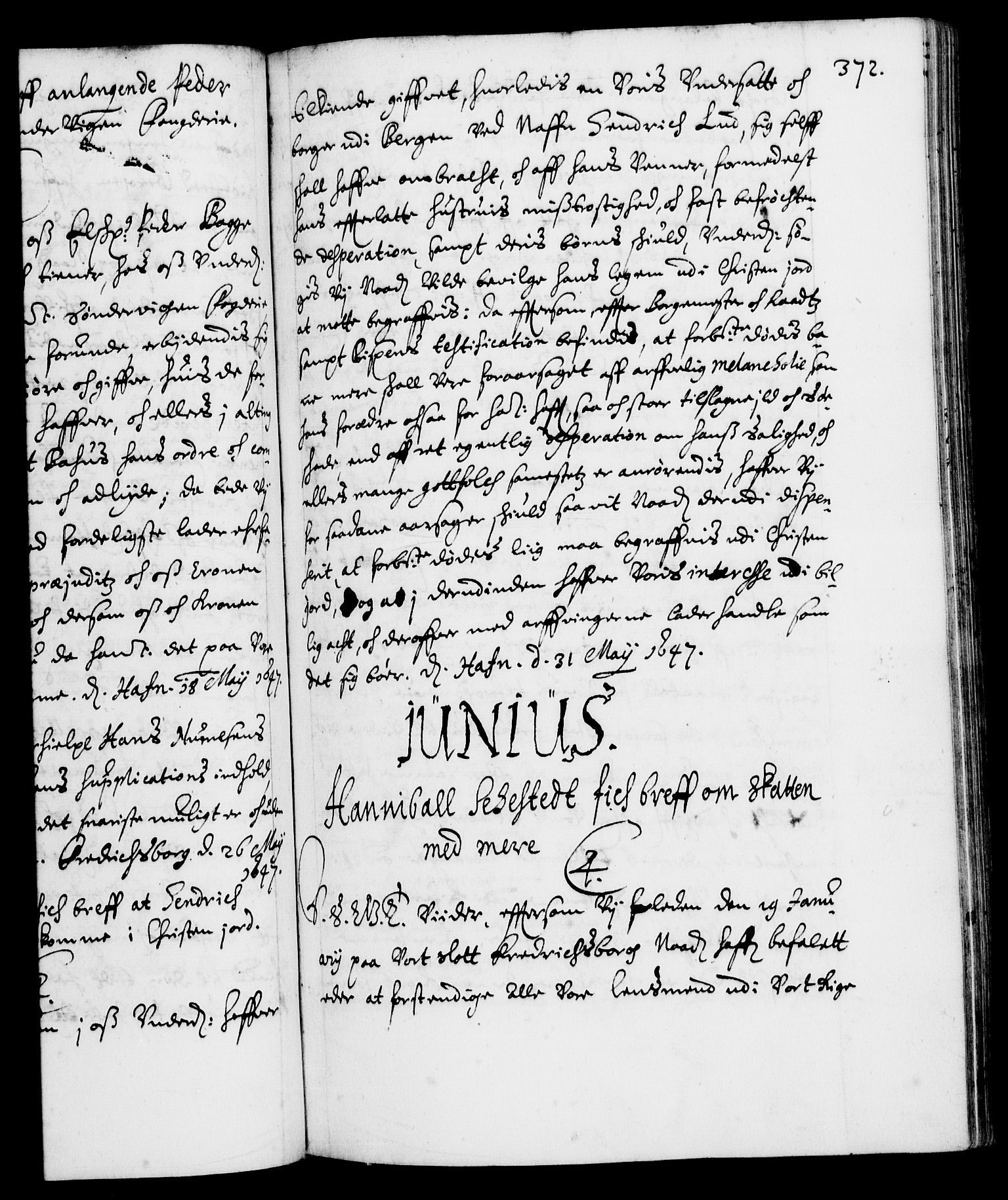 Danske Kanselli 1572-1799, RA/EA-3023/F/Fc/Fca/Fcab/L0007: Norske tegnelser (mikrofilm), 1640-1648, p. 372a