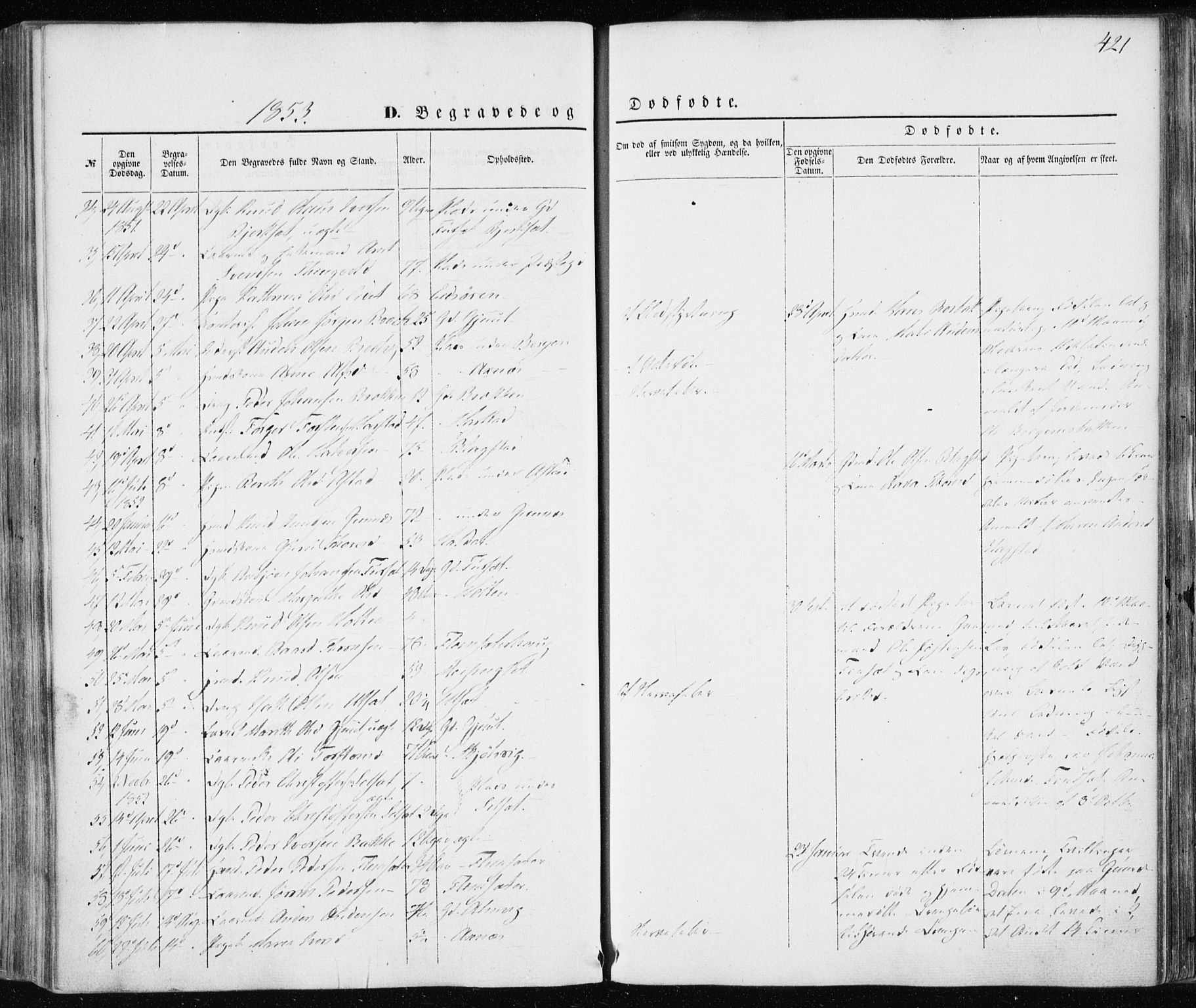 Ministerialprotokoller, klokkerbøker og fødselsregistre - Møre og Romsdal, SAT/A-1454/586/L0984: Parish register (official) no. 586A10, 1844-1856, p. 421