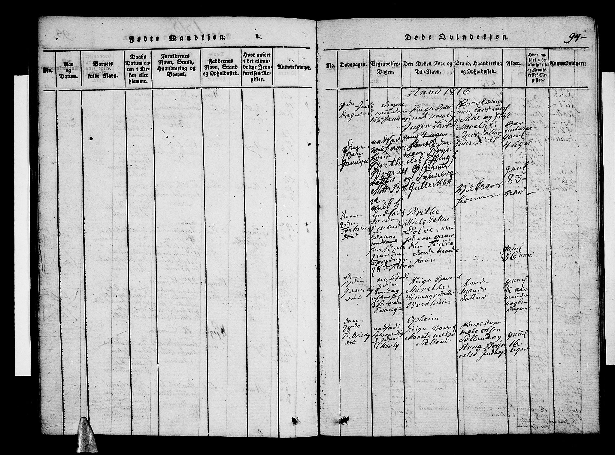 Voss sokneprestembete, SAB/A-79001/H/Hab: Parish register (copy) no. A 1, 1816-1818, p. 94