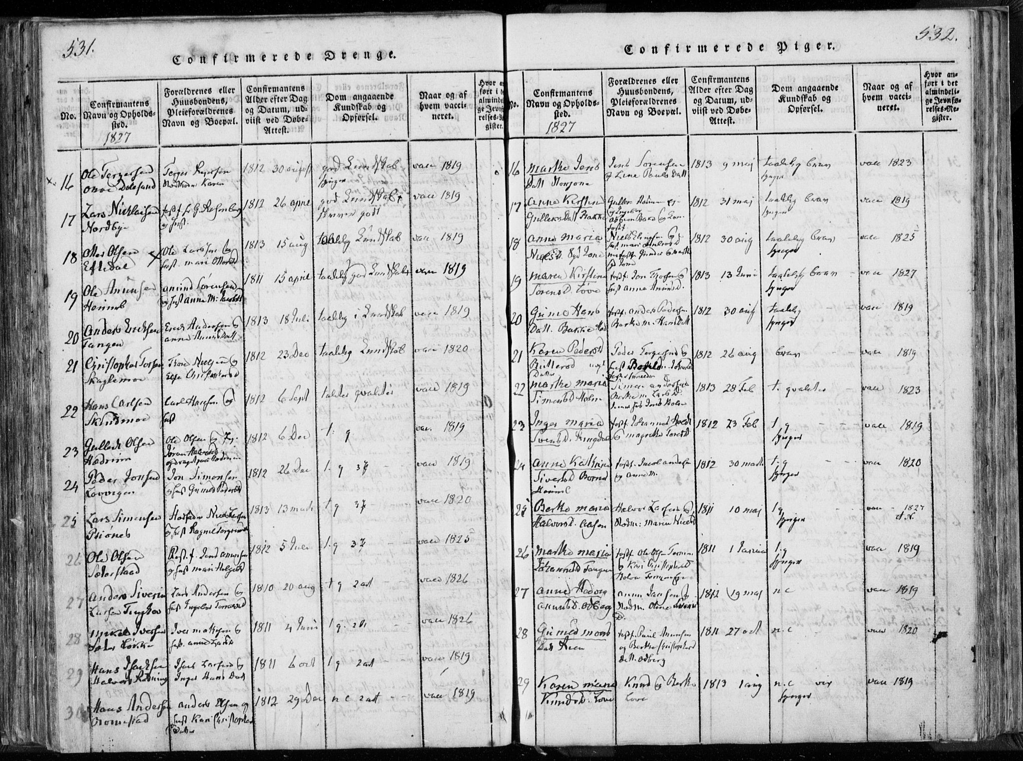 Hedrum kirkebøker, SAKO/A-344/F/Fa/L0004: Parish register (official) no. I 4, 1817-1835, p. 531-532