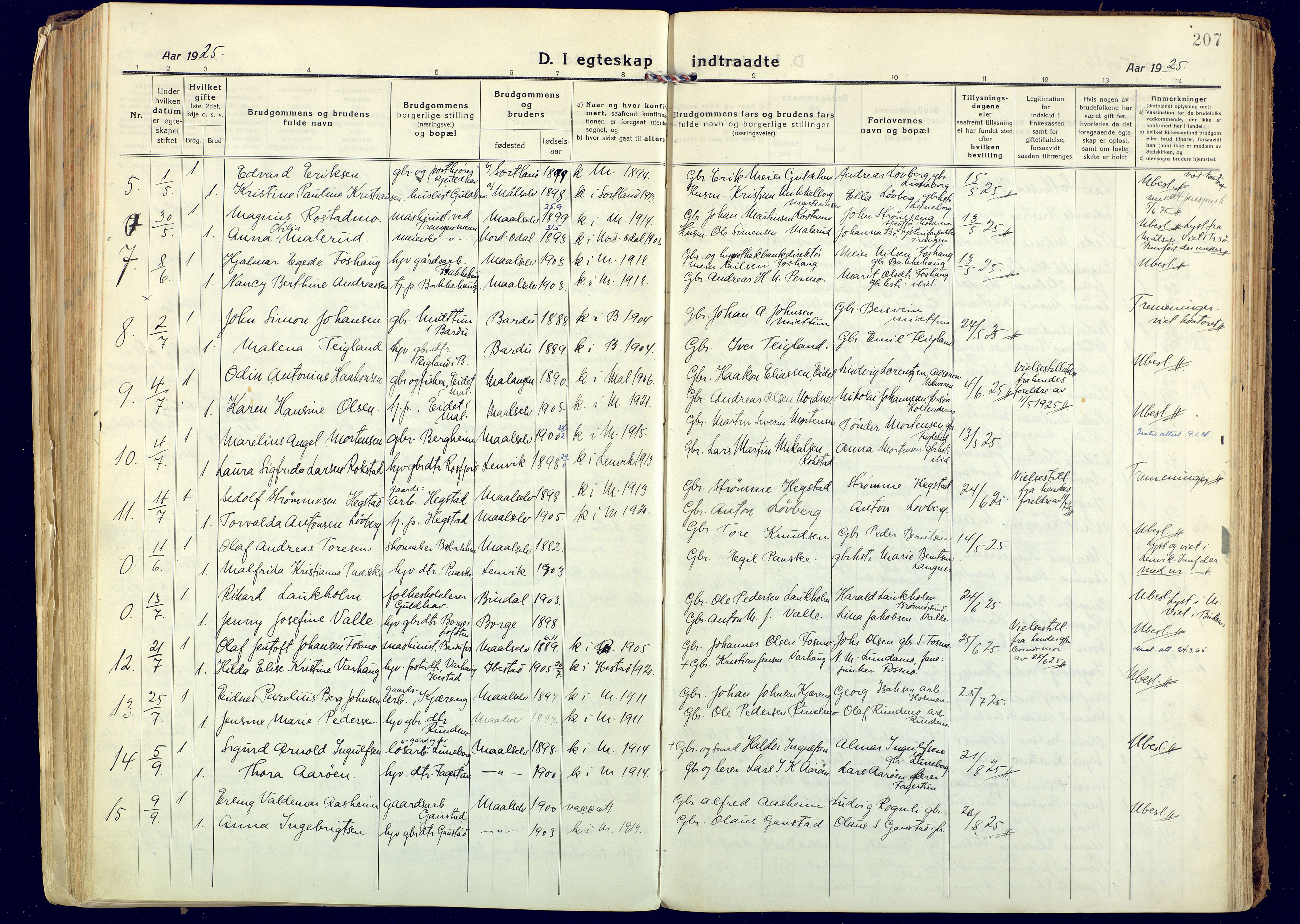 Målselv sokneprestembete, AV/SATØ-S-1311/G/Ga/Gaa/L0014kirke: Parish register (official) no. 14, 1919-1932, p. 207