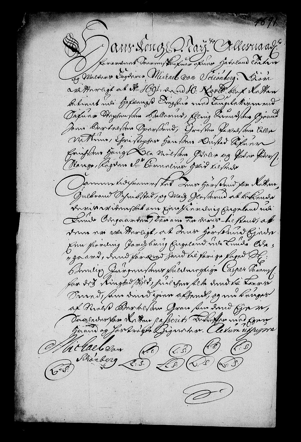 Stattholderembetet 1572-1771, RA/EA-2870/Af/L0004: Avskrifter av vedlegg til originale supplikker, nummerert i samsvar med supplikkbøkene, 1691-1694, p. 332