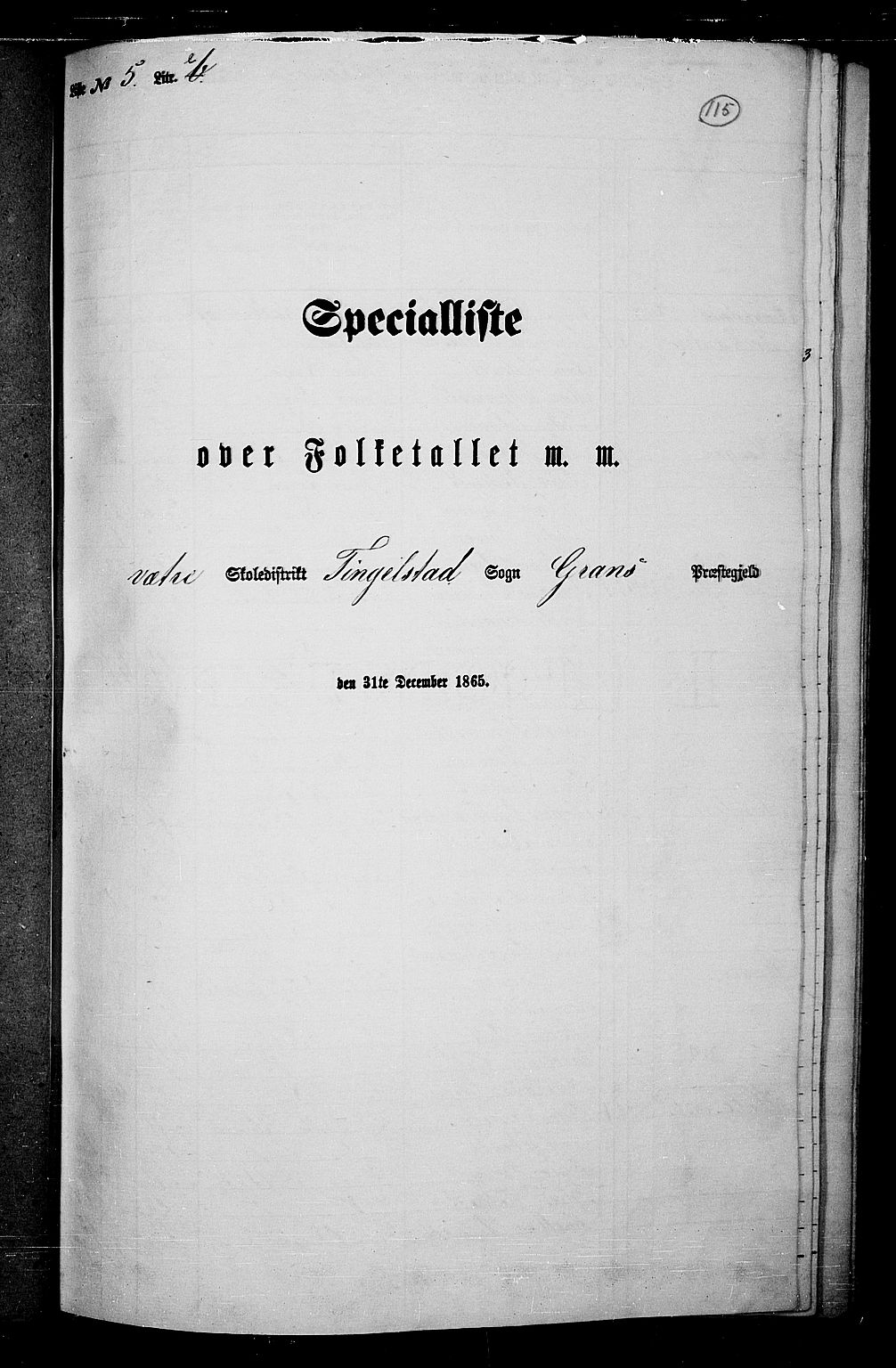 RA, 1865 census for Gran, 1865, p. 297