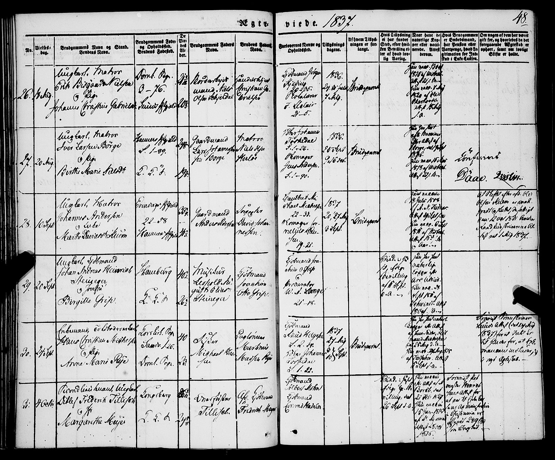 Korskirken sokneprestembete, AV/SAB-A-76101/H/Haa/L0034: Parish register (official) no. D 1, 1832-1852, p. 48