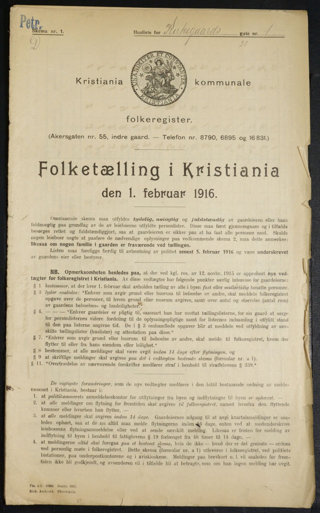 OBA, Municipal Census 1916 for Kristiania, 1916, p. 51059