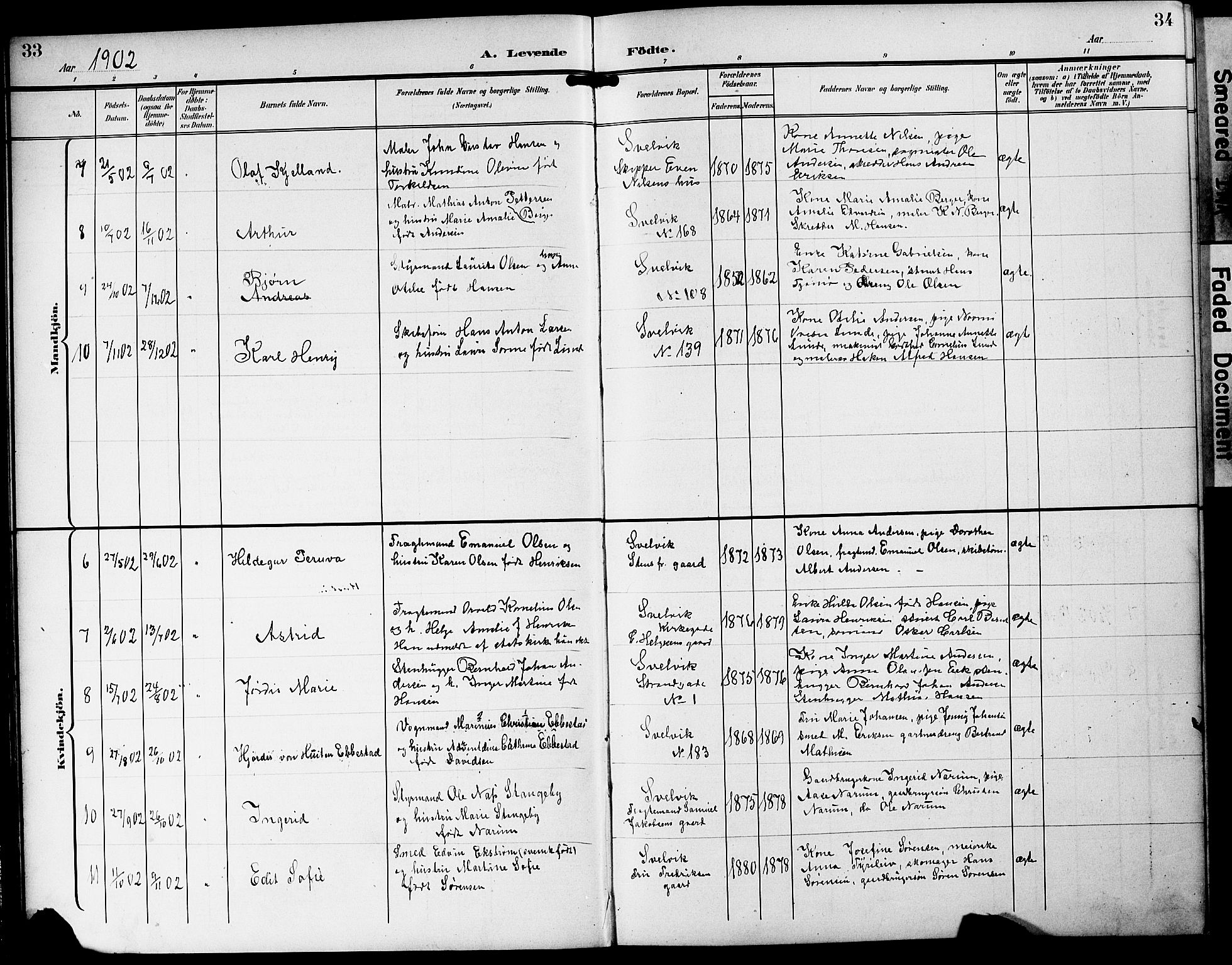 Strømm kirkebøker, AV/SAKO-A-322/G/Gb/L0002: Parish register (copy) no. II 2, 1897-1928, p. 33-34