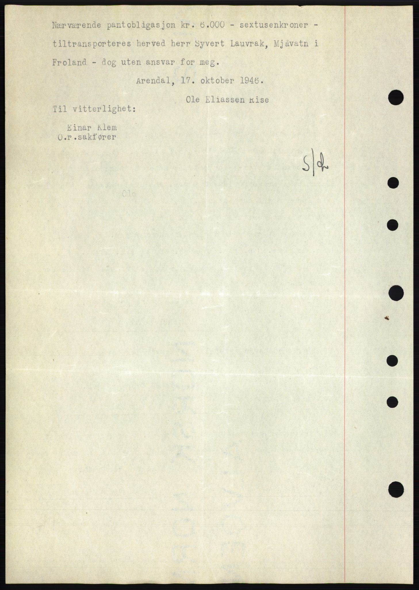 Nedenes sorenskriveri, SAK/1221-0006/G/Gb/Gbb/L0003: Mortgage book no. B3b, 1946-1946, Diary no: : 1333/1946