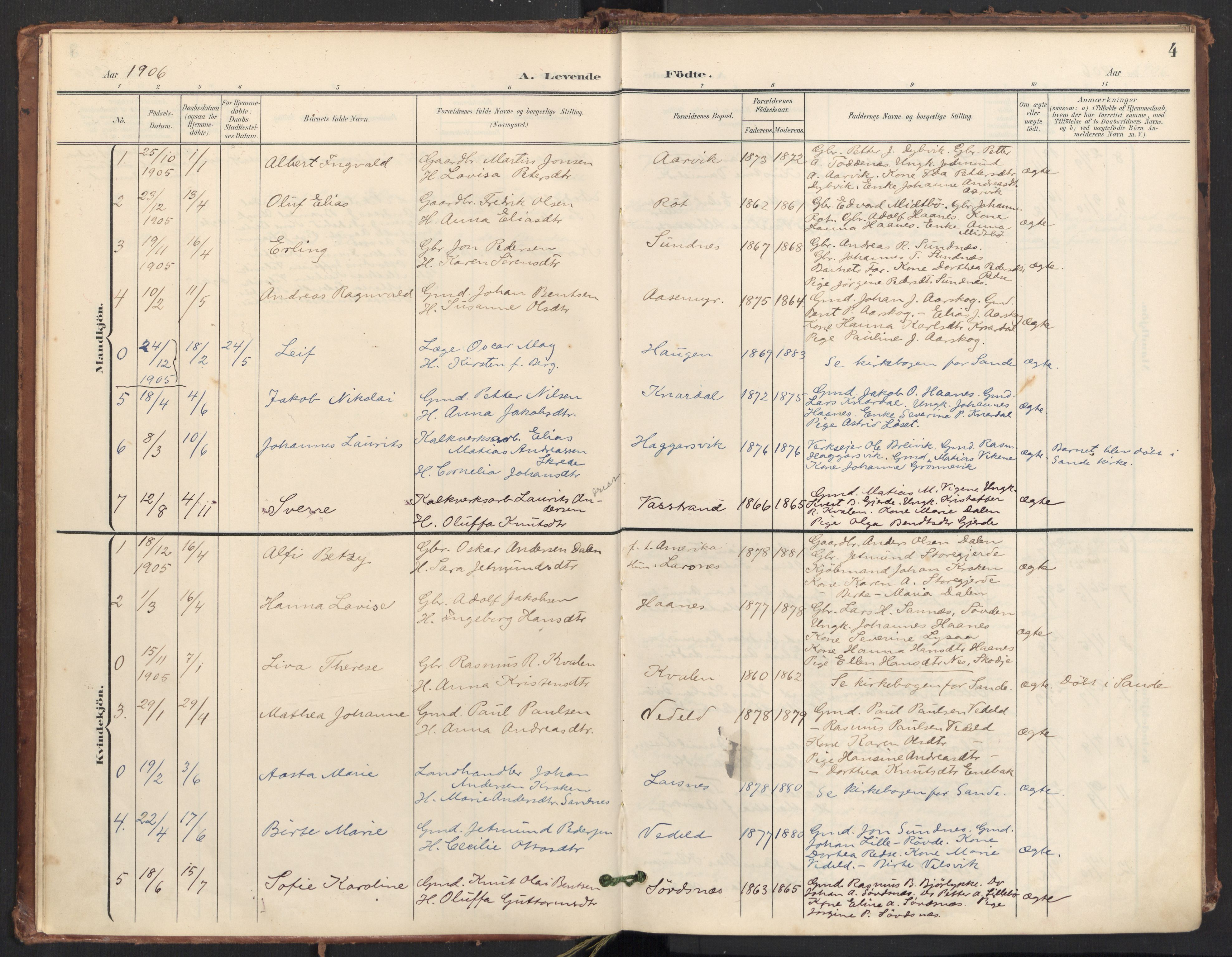 Ministerialprotokoller, klokkerbøker og fødselsregistre - Møre og Romsdal, AV/SAT-A-1454/504/L0057: Parish register (official) no. 504A04, 1902-1919, p. 4