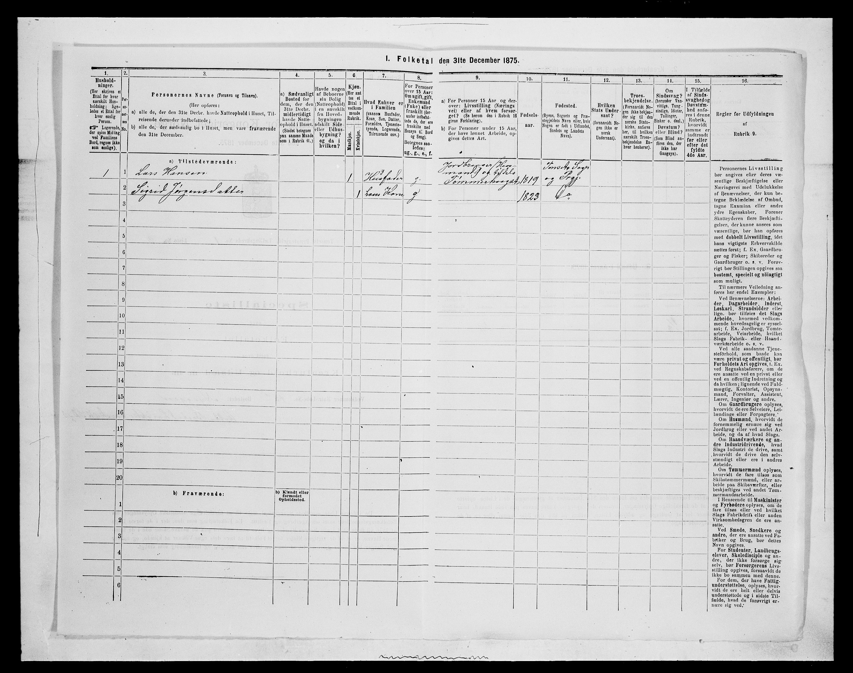 SAH, 1875 census for 0437P Tynset, 1875, p. 203