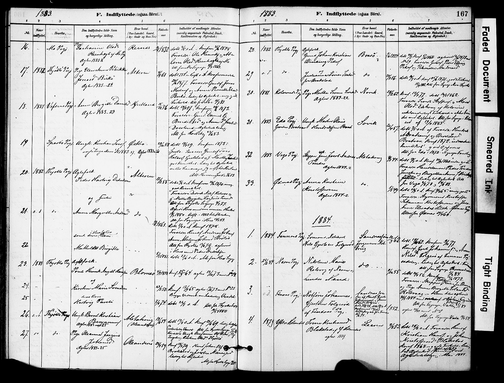 Ministerialprotokoller, klokkerbøker og fødselsregistre - Nordland, AV/SAT-A-1459/830/L0450: Parish register (official) no. 830A14, 1879-1896, p. 167