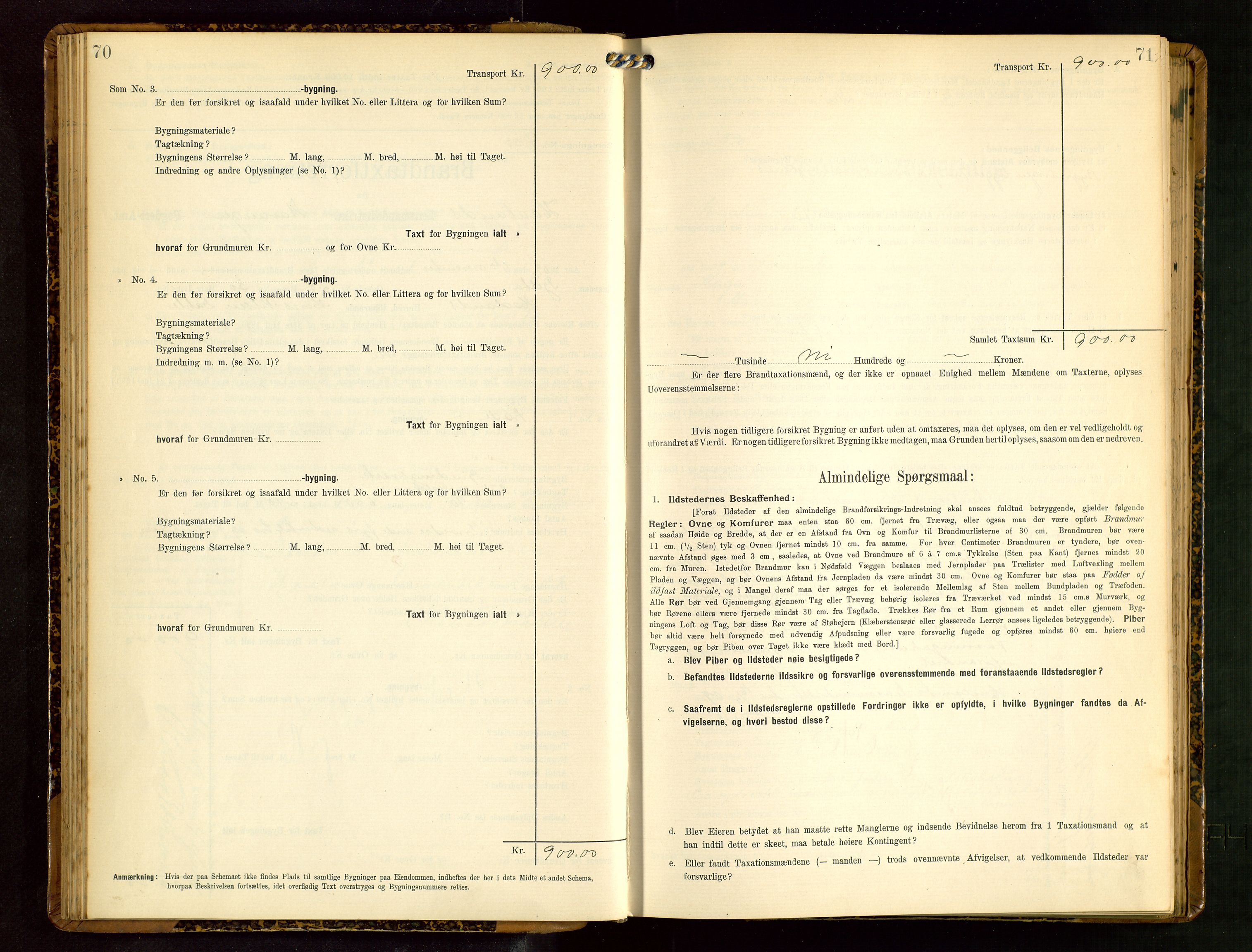 Håland lensmannskontor, AV/SAST-A-100100/Gob/L0003: Branntakstprotokoll - skjematakst. Register i boken., 1909-1910, p. 70-71