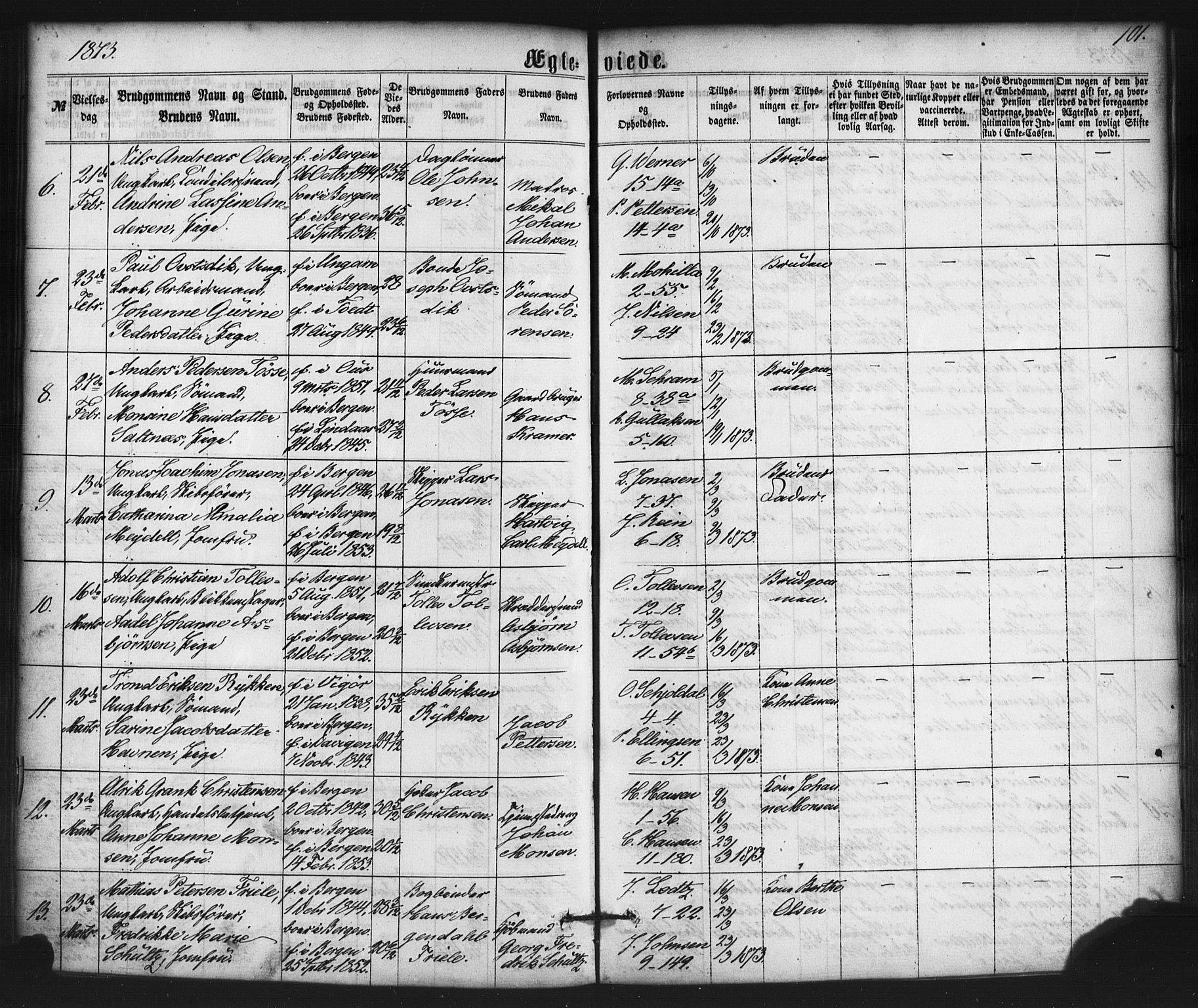 Nykirken Sokneprestembete, SAB/A-77101/H/Haa/L0032: Parish register (official) no. D 2, 1861-1883, p. 101
