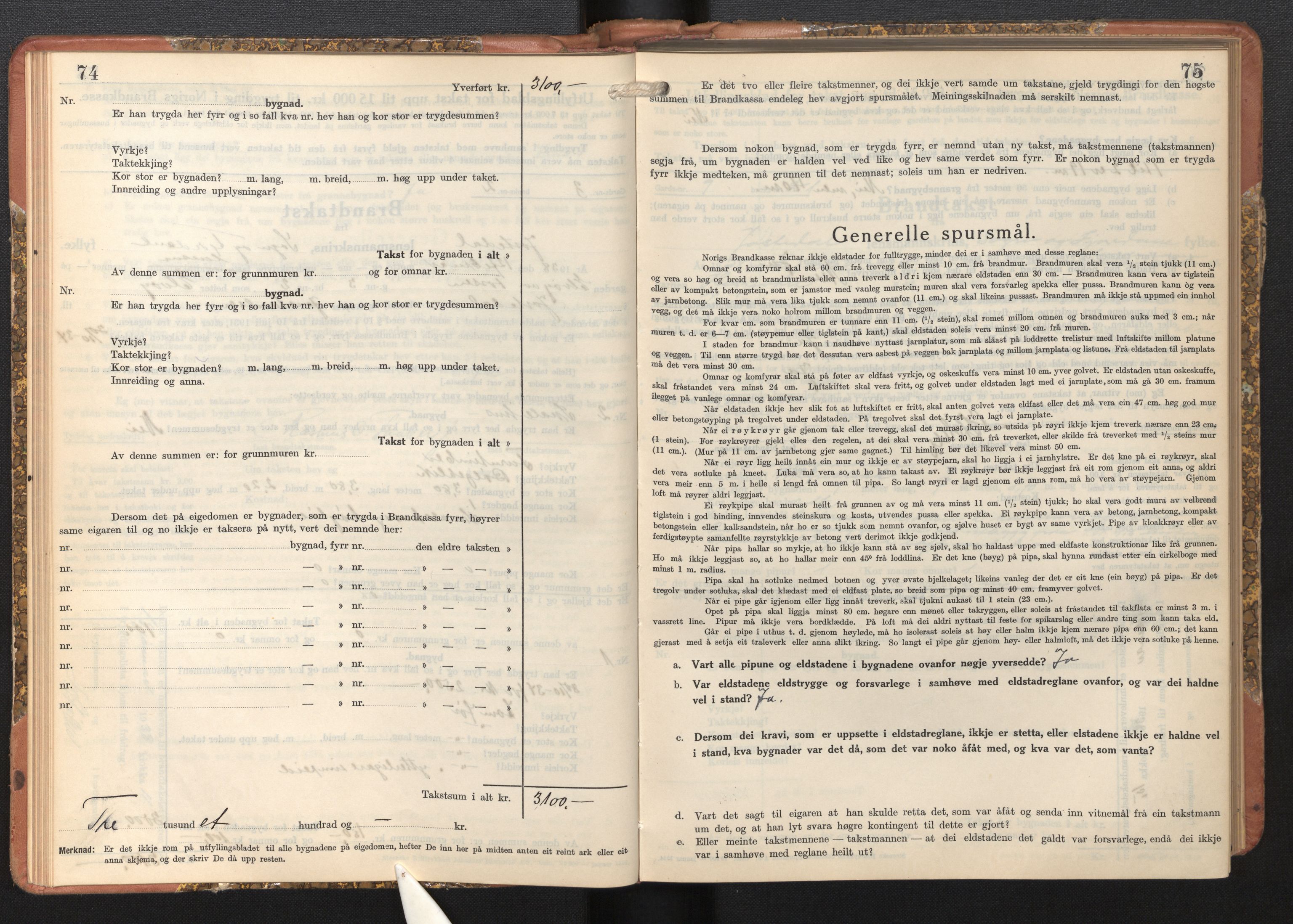 Lensmannen i Jostedal, AV/SAB-A-28601/0012/L0006: Branntakstprotokoll, skjematakst, 1936-1948, p. 74-75