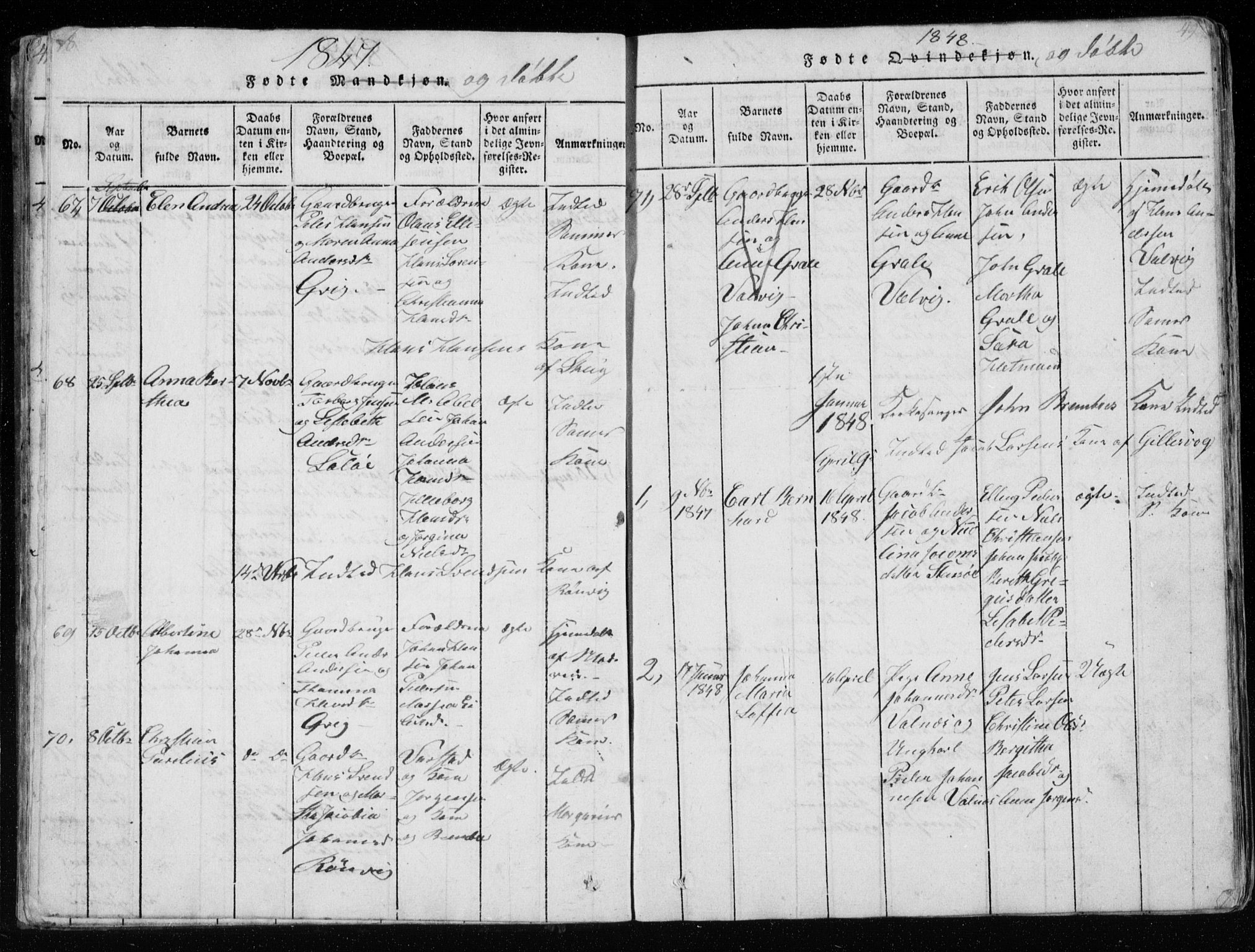 Ministerialprotokoller, klokkerbøker og fødselsregistre - Nordland, SAT/A-1459/801/L0026: Parish register (copy) no. 801C01, 1820-1855, p. 48-49
