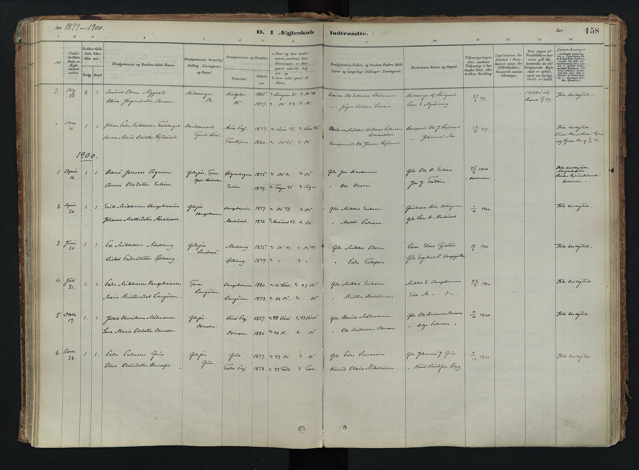 Tolga prestekontor, SAH/PREST-062/K/L0008: Parish register (official) no. 8, 1877-1910, p. 158