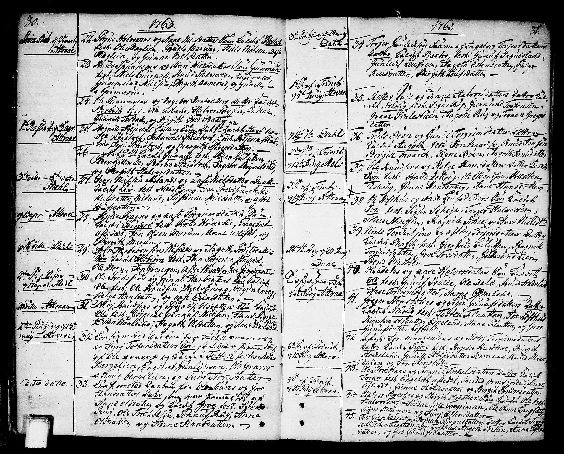 Tinn kirkebøker, SAKO/A-308/F/Fa/L0002: Parish register (official) no. I 2, 1757-1810, p. 30-31