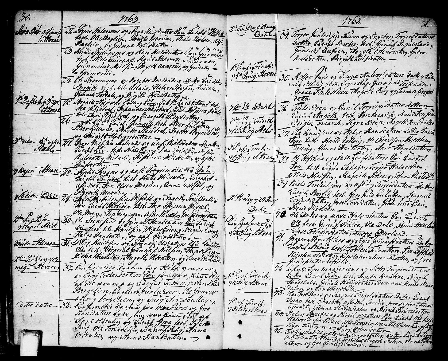 Tinn kirkebøker, AV/SAKO-A-308/F/Fa/L0002: Parish register (official) no. I 2, 1757-1810, p. 30-31