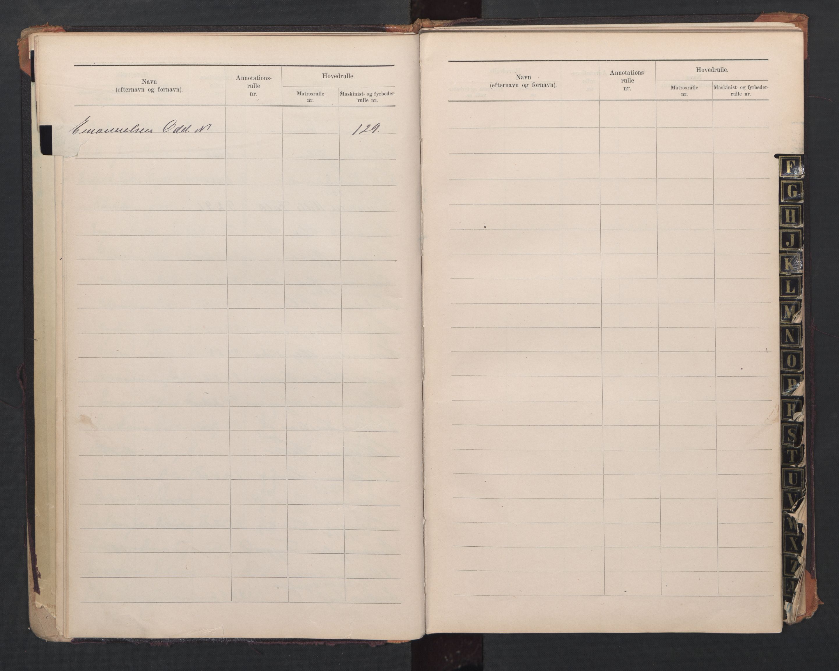 Lillesand mønstringskrets, SAK/2031-0014/F/Fb/L0011: Register til annotasjonsrulle og hovedrulle A og B, W-20, 1909-1948, p. 14