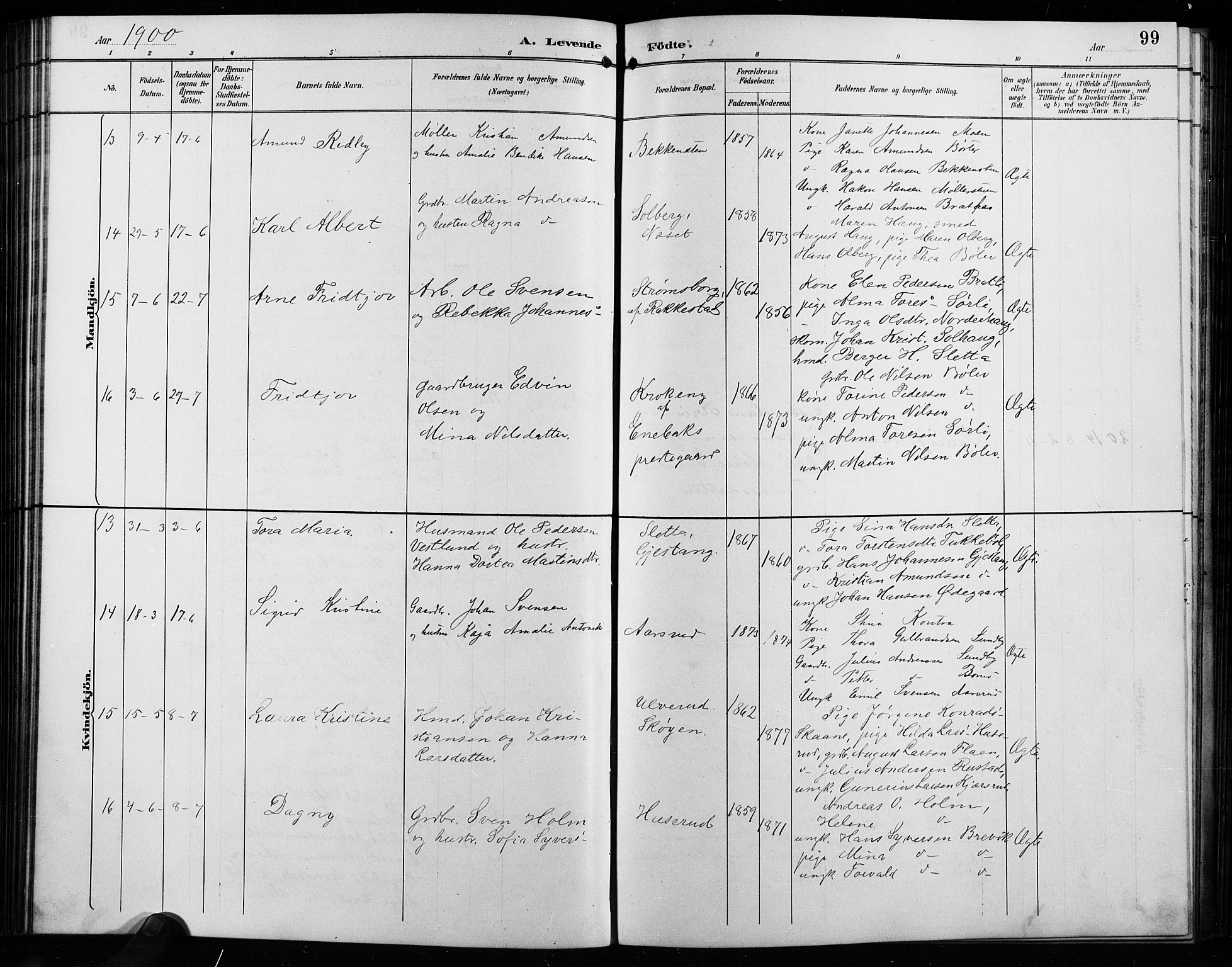 Enebakk prestekontor Kirkebøker, AV/SAO-A-10171c/G/Ga/L0006: Parish register (copy) no. I 6, 1889-1911, p. 99