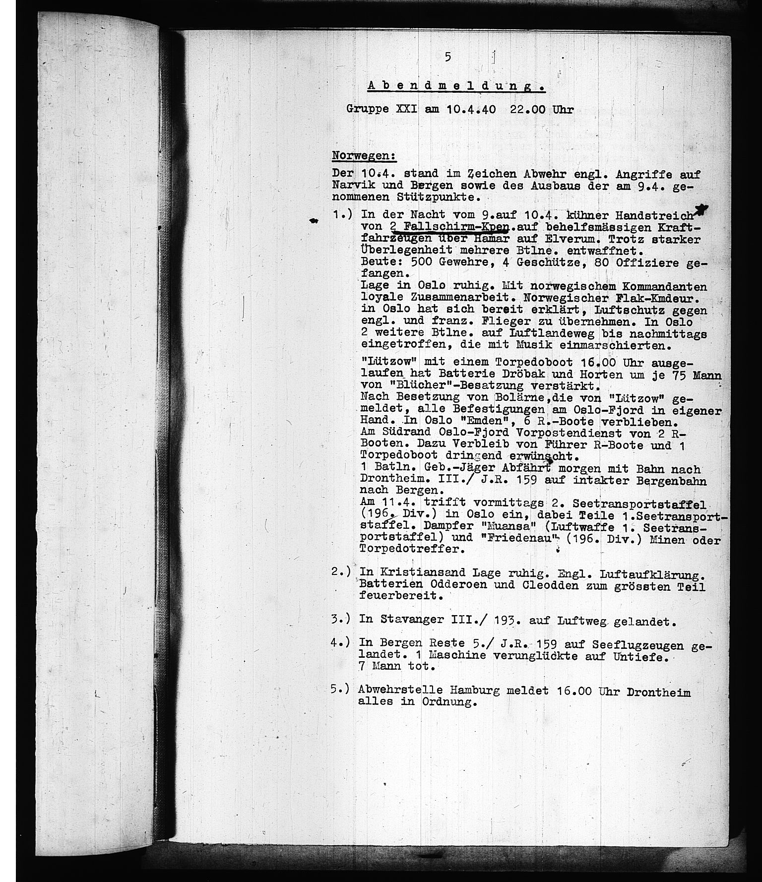 Documents Section, AV/RA-RAFA-2200/V/L0075: Amerikansk mikrofilm "Captured German Documents".
Box No. 714.  FKA jnr. 615/1954., 1940, p. 228