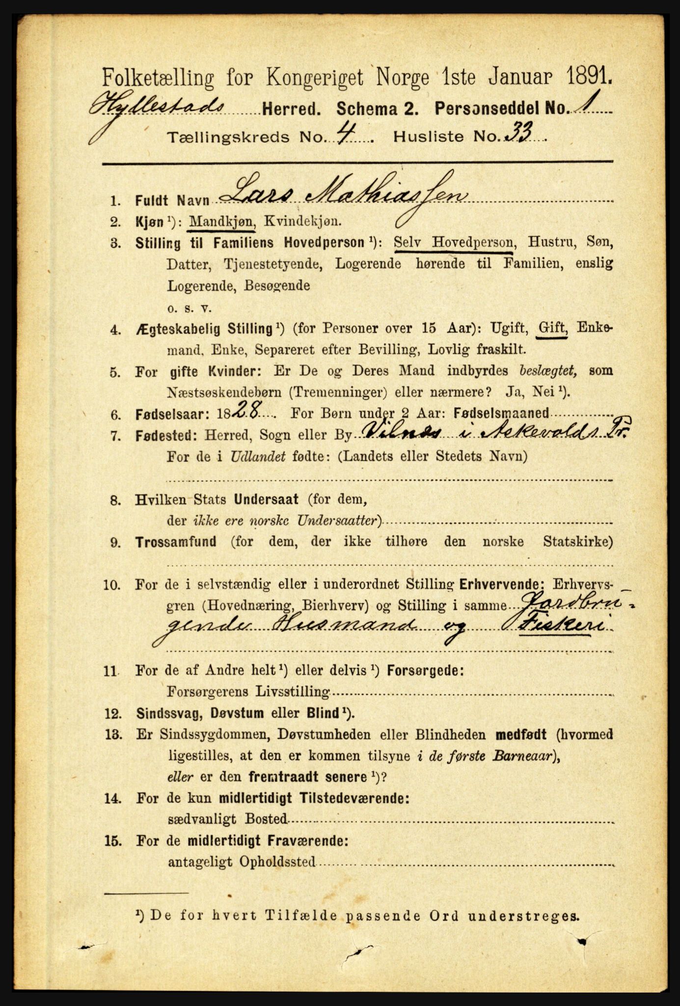 RA, 1891 census for 1413 Hyllestad, 1891, p. 770